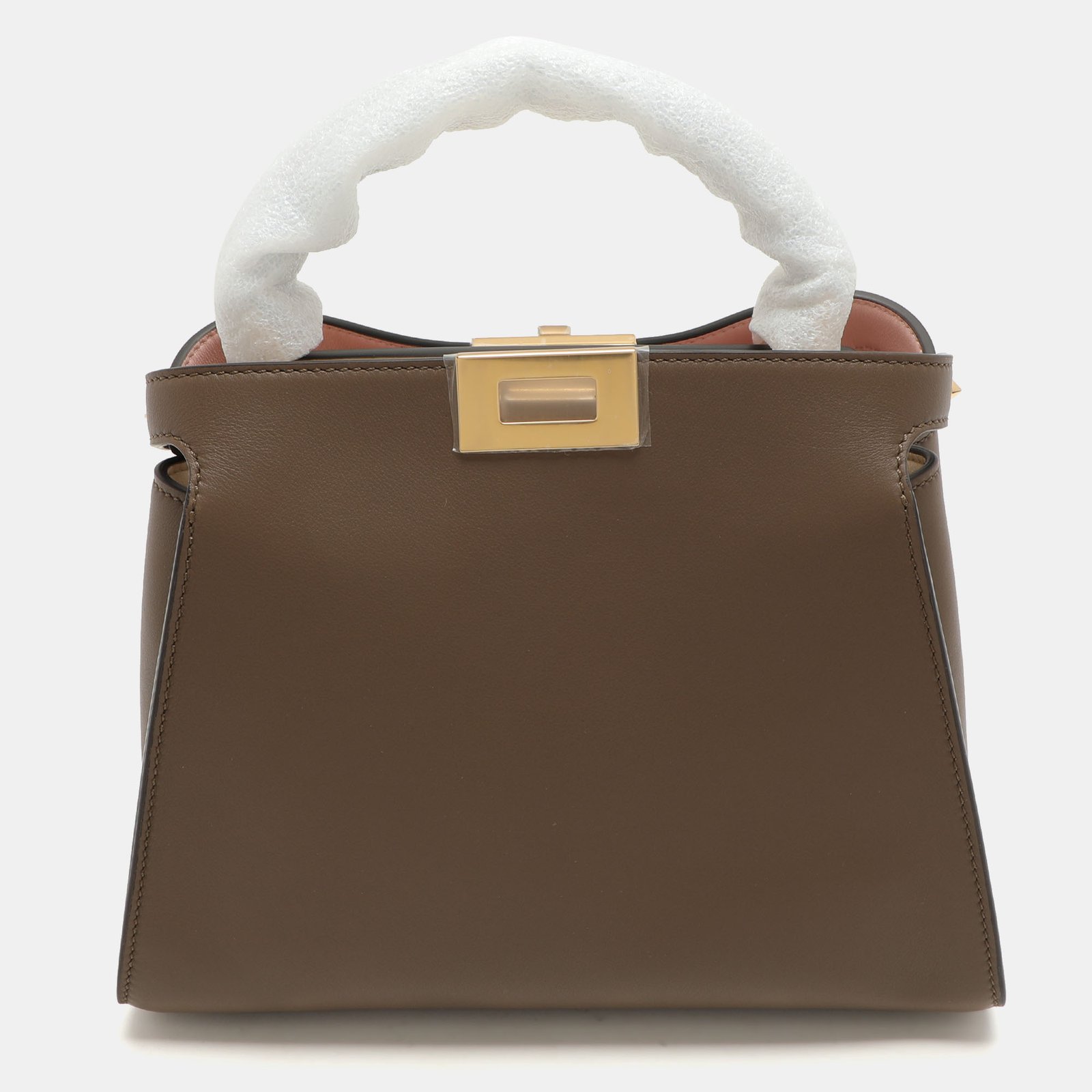 Fendi Camel Leather Peekaboo Iconic Essentially Top Handle Bag