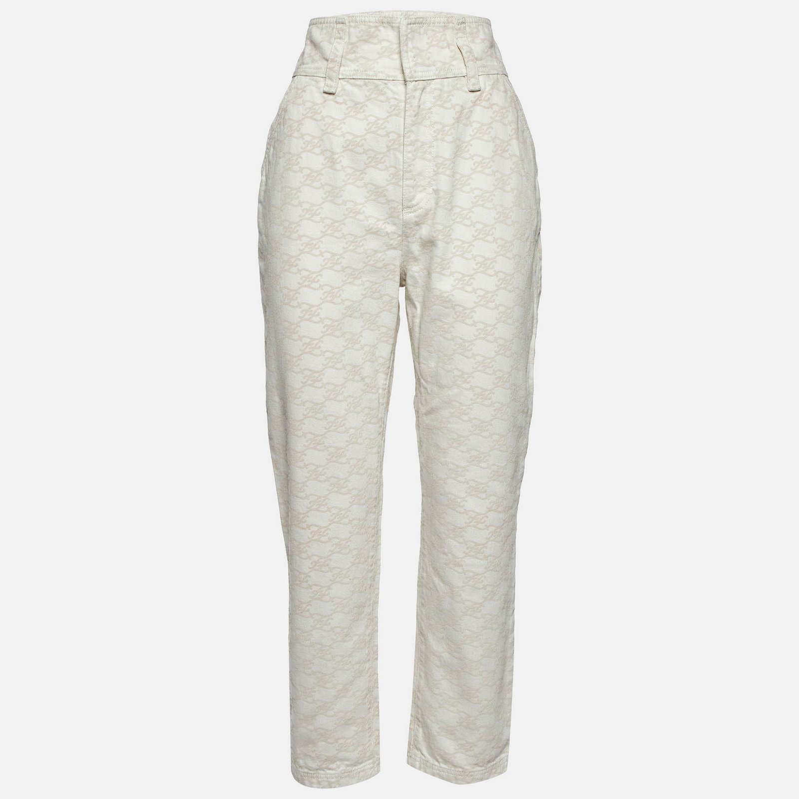 Fendi Off White Monogram Print Denim High Rise Jeans M Waist 27"