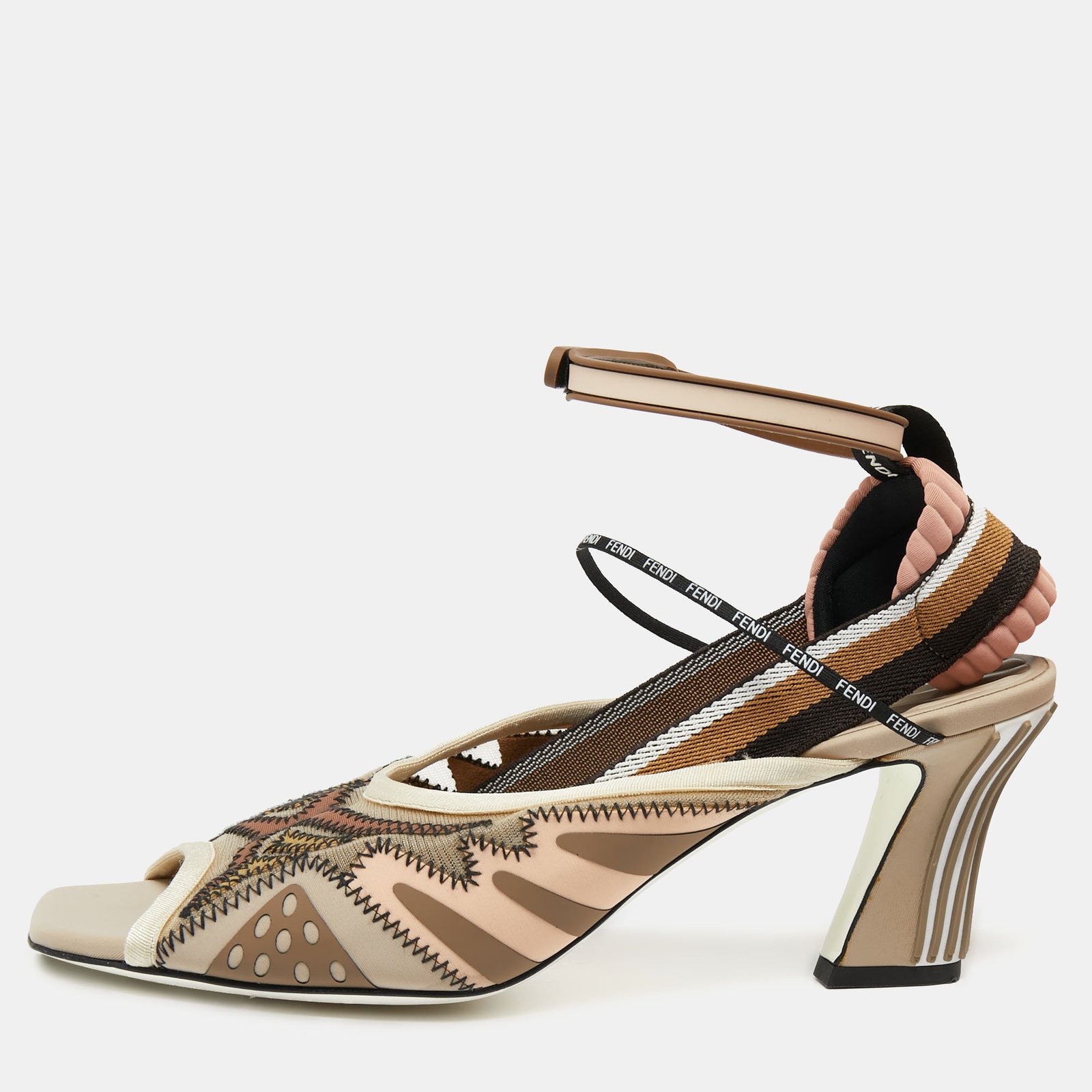 Fendi Multicolor Technical Mesh Patchwork FFreedom Sandals Size 40