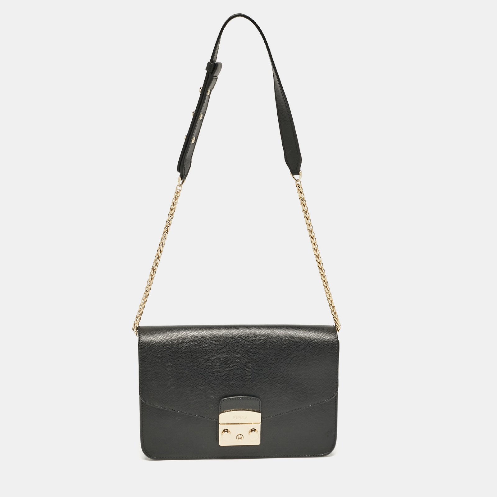 Furla Black Leather Metropolis Shoulder Bag