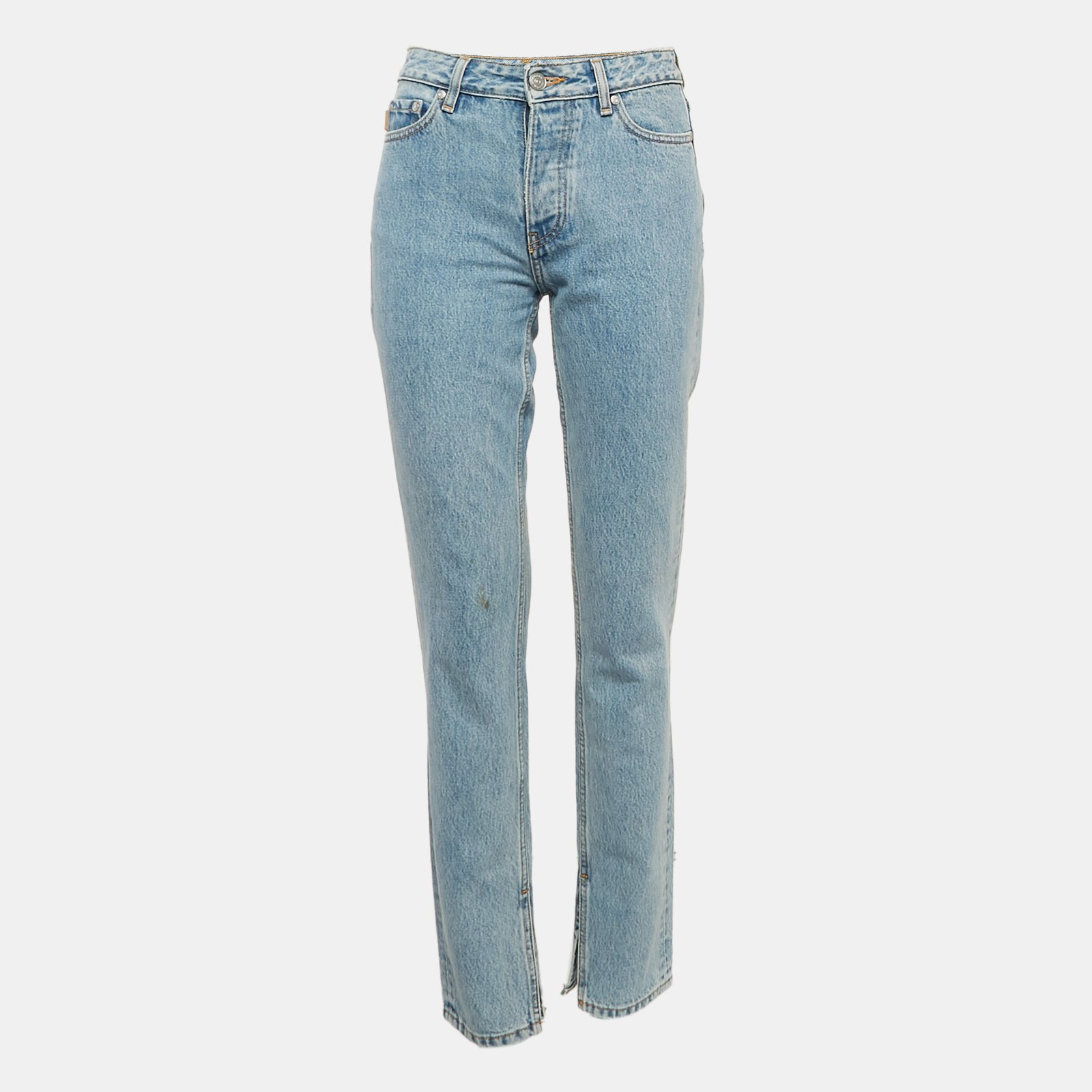 Ganni Blue Denim Straight Leg Jeans S Waist 25"