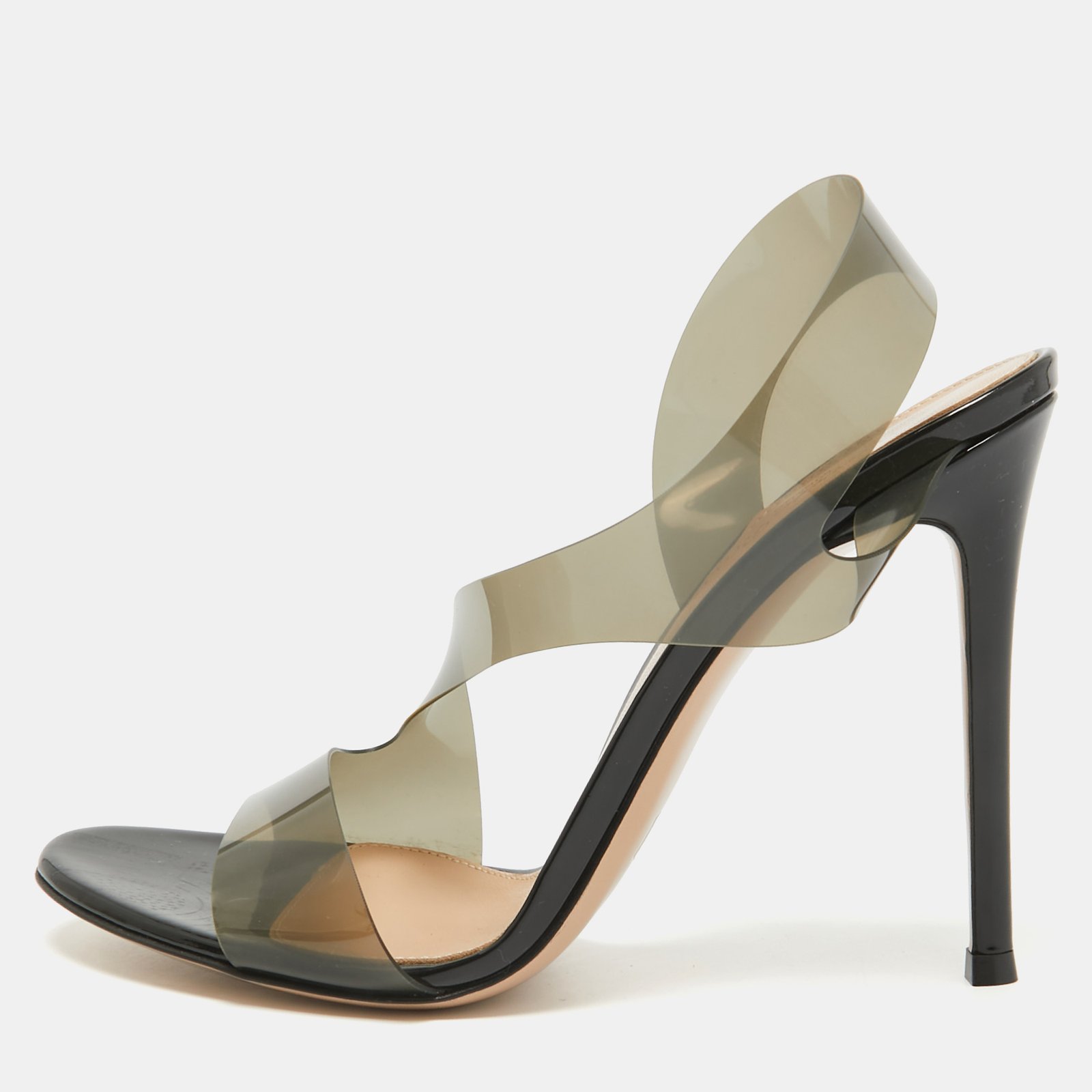 Gianvito Rossi Black/Brown PVC Metropolis Slide Sandals Size 39