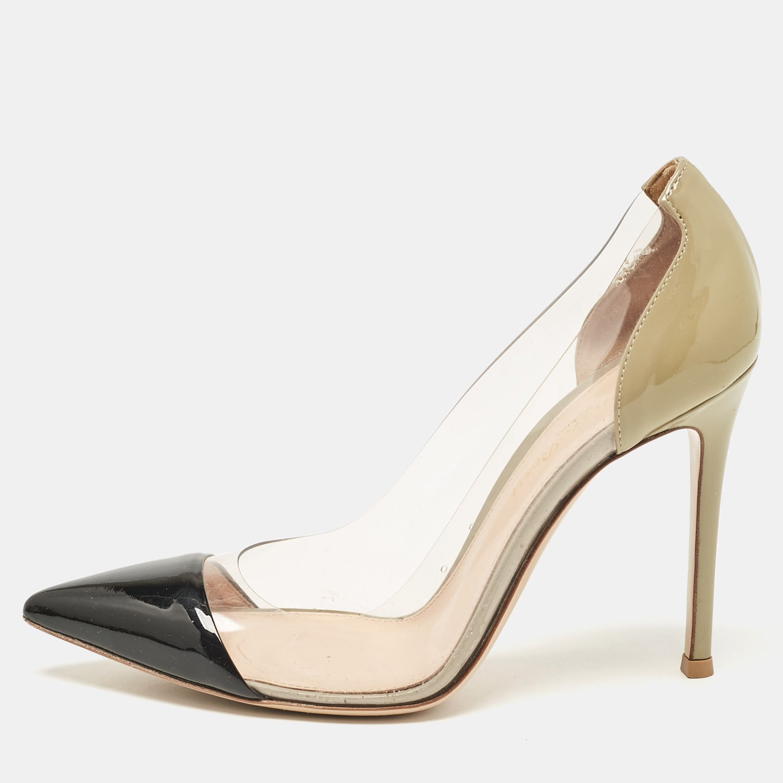 Gianvito Rossi Black Patent Leather and PVC Plexi Pumps Size 36.5