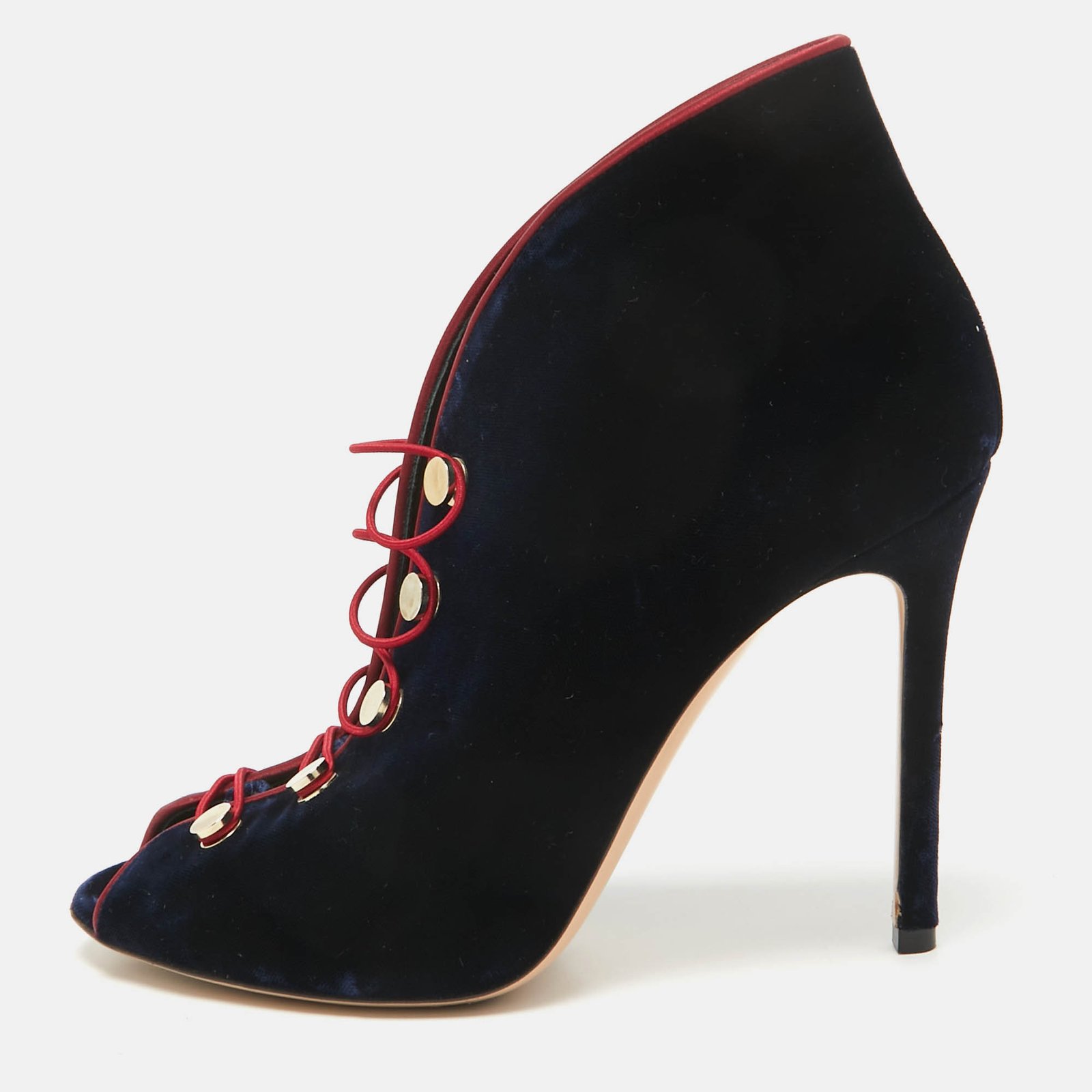 Gianvito Rossi Navy Blue Velvet Miral Booties Size 38