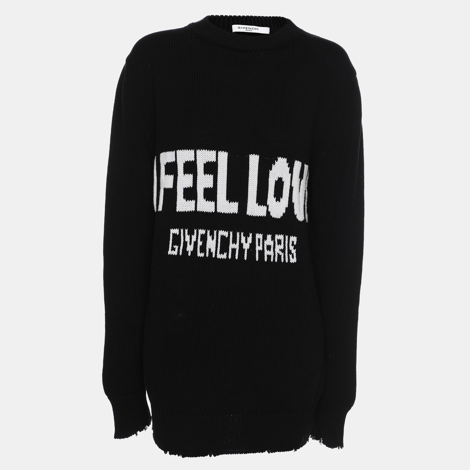 Givenchy Black Cotton Knit I Feel Love Crew Neck Sweater M
