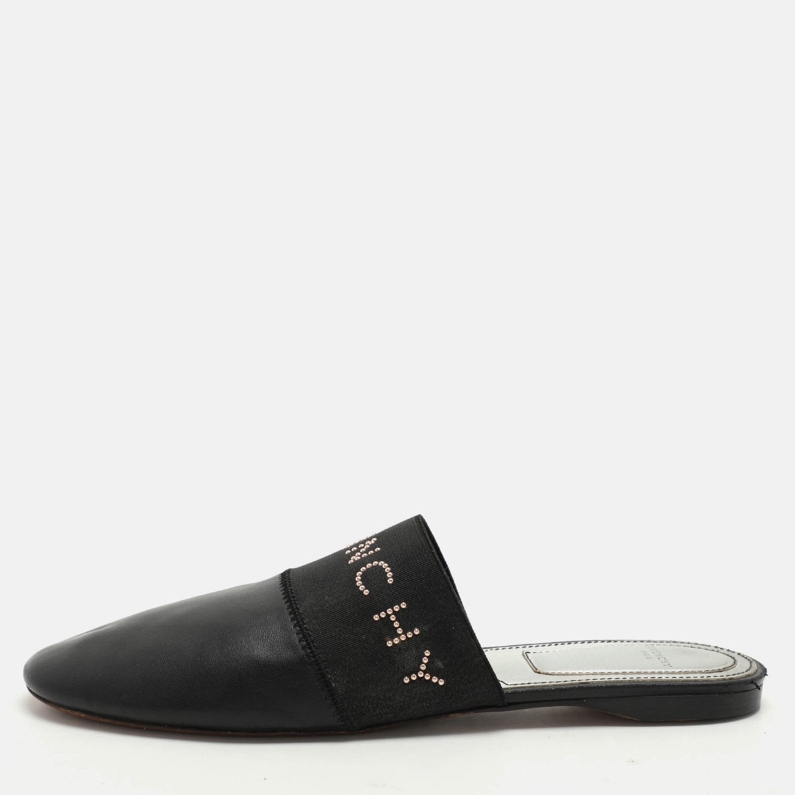 Givenchy Black Leather and Fabric Bedford Mules Size 38