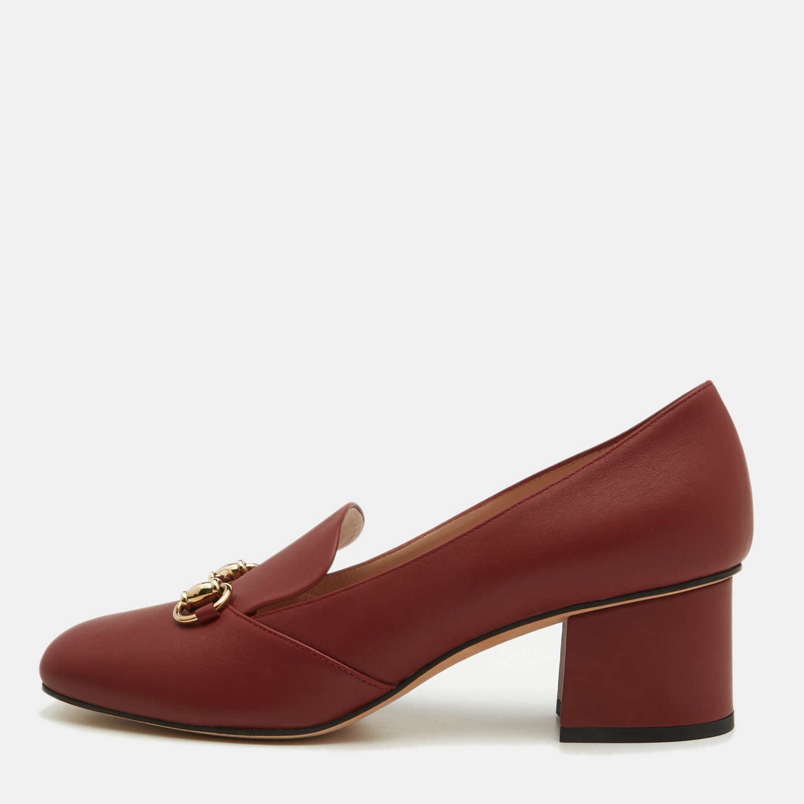 Gucci Burgundy Leather Horsebit Loafer Pumps Size 39