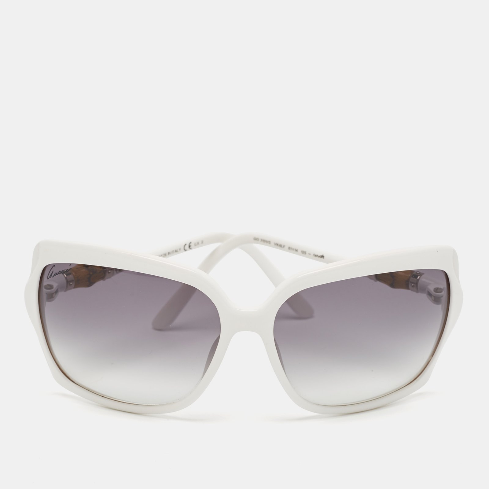 Gucci White/Black Gradient GG 3131/S Bamboo Oversized Sunglasses