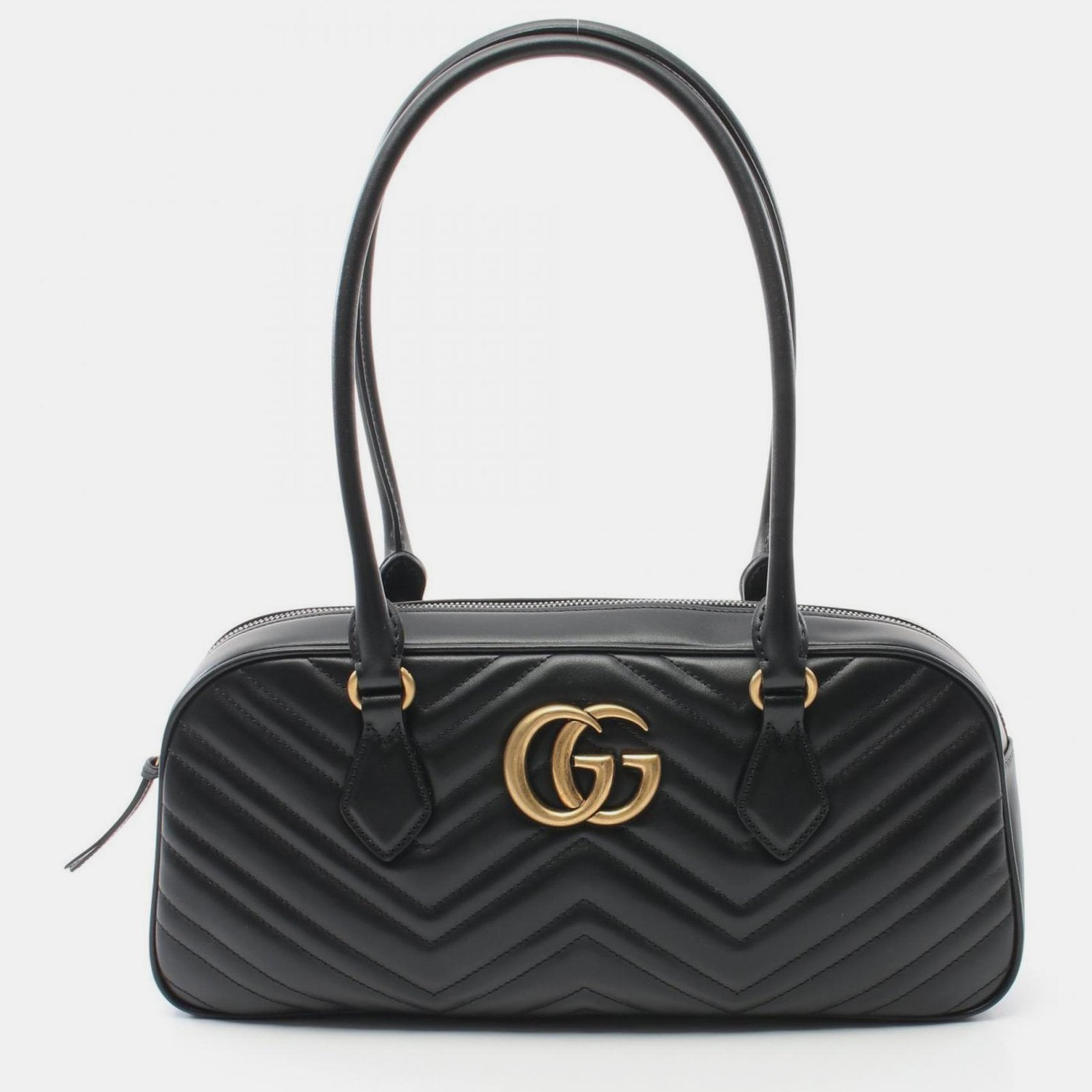 Gucci Black Leather Gg Marmont Medium  Tote  Bag