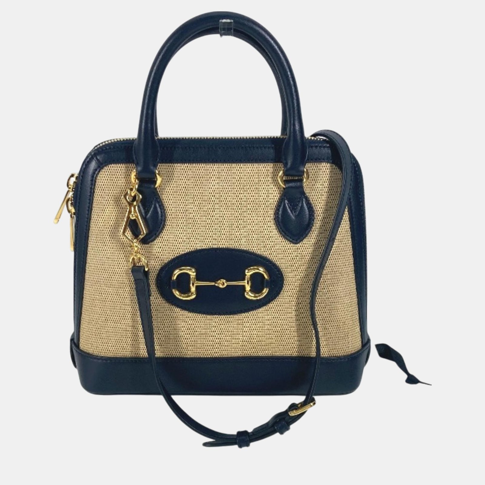 Gucci Beige x Dark Navy Horsebit 1955 Shoulder Bag