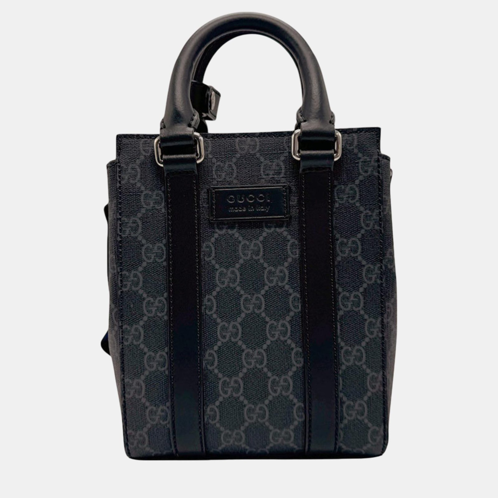 Gucci Gray Black Silver GG Supreme Shoulder Bag