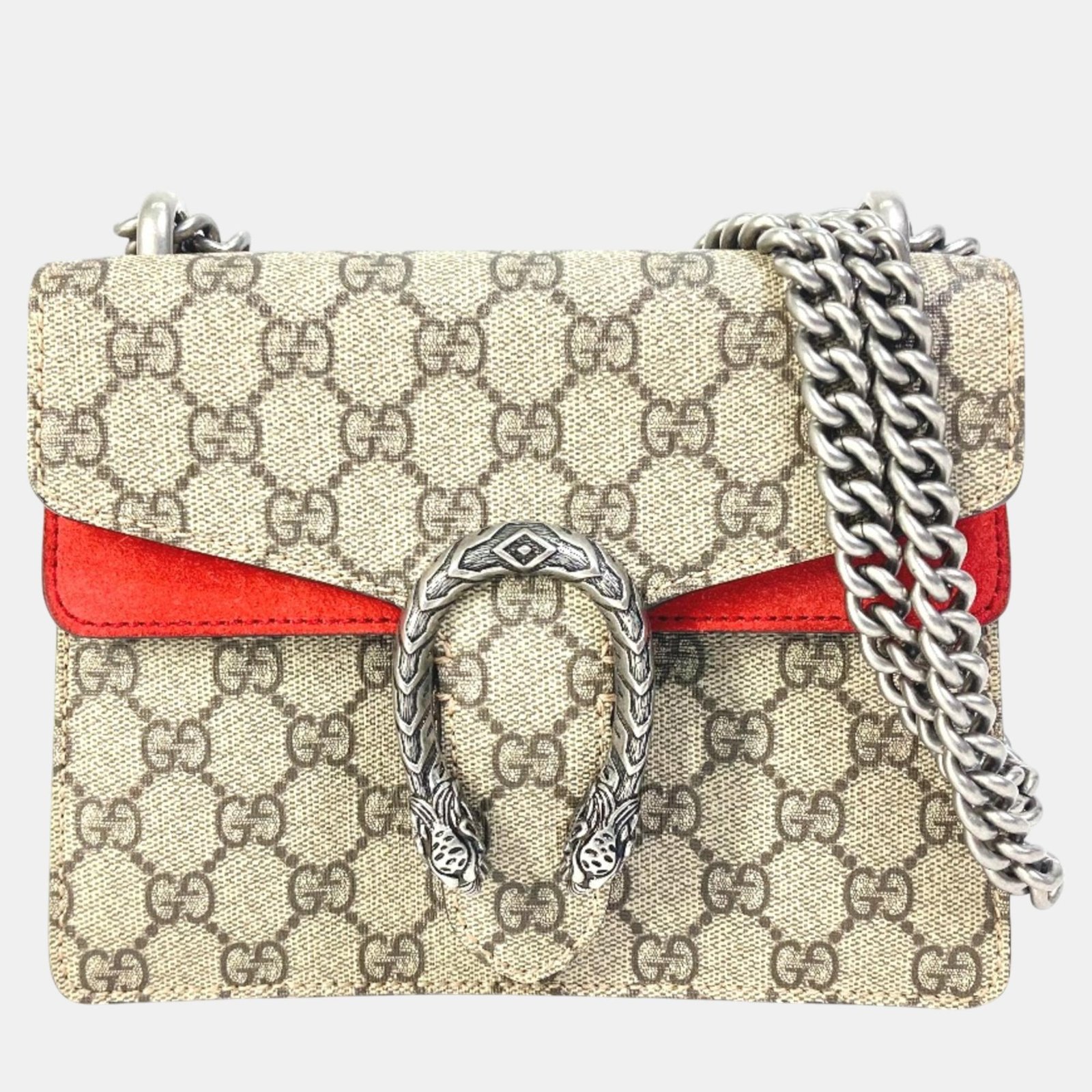 Gucci Beige Red GG Double Chain Crossbody bag