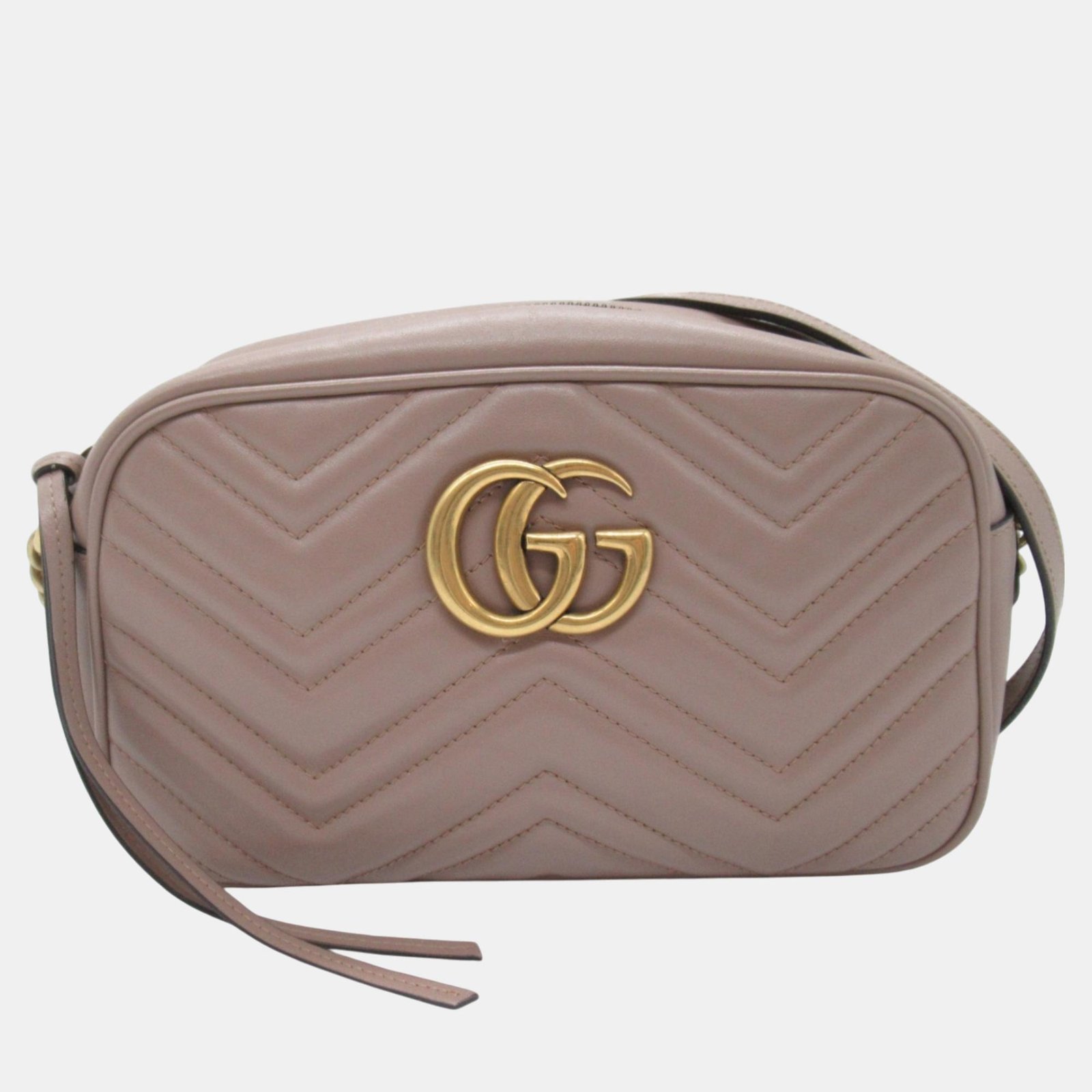 Gucci Beige Leather GG Marmont Shoulder Bag