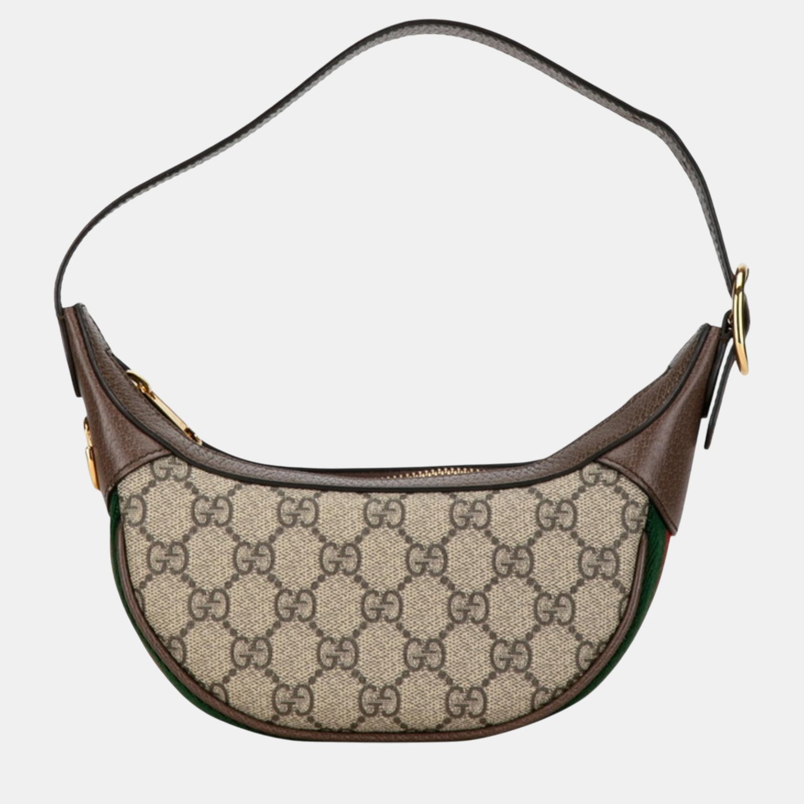 Gucci Beige Brown PVC Leather Half Moon Ophidia Handbag