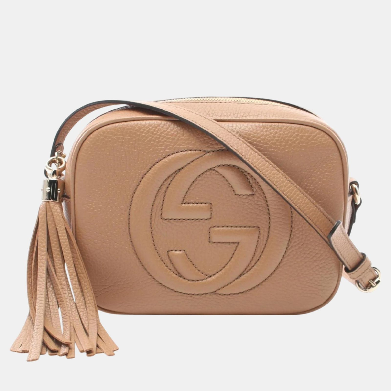 Gucci Beige Leather Soho Disco Interlocking G Shoulder Bag