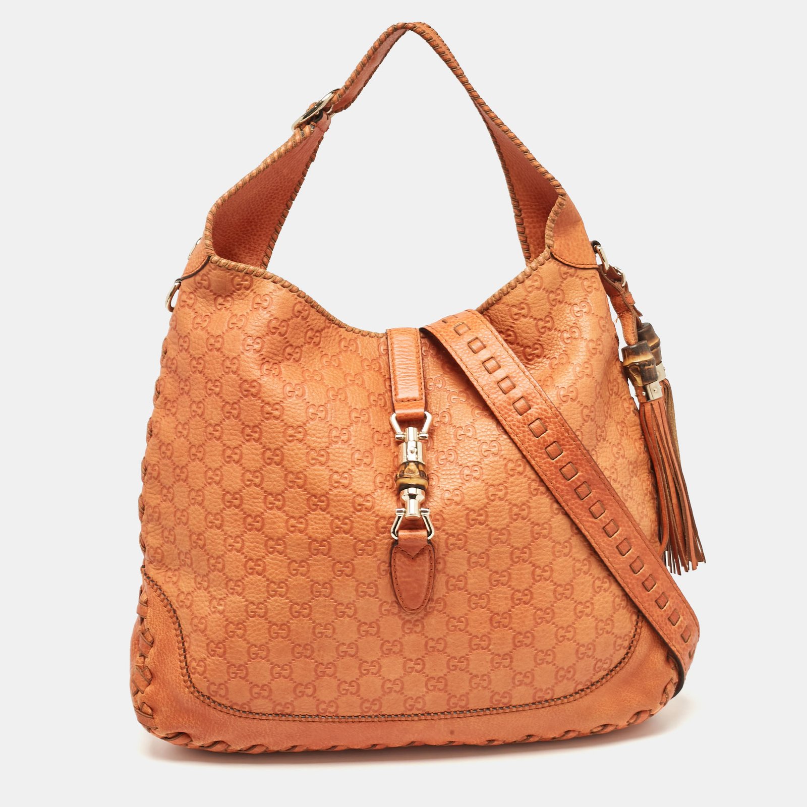 Gucci Orange Guccissima Leather Large New Jackie Shoulder Bag