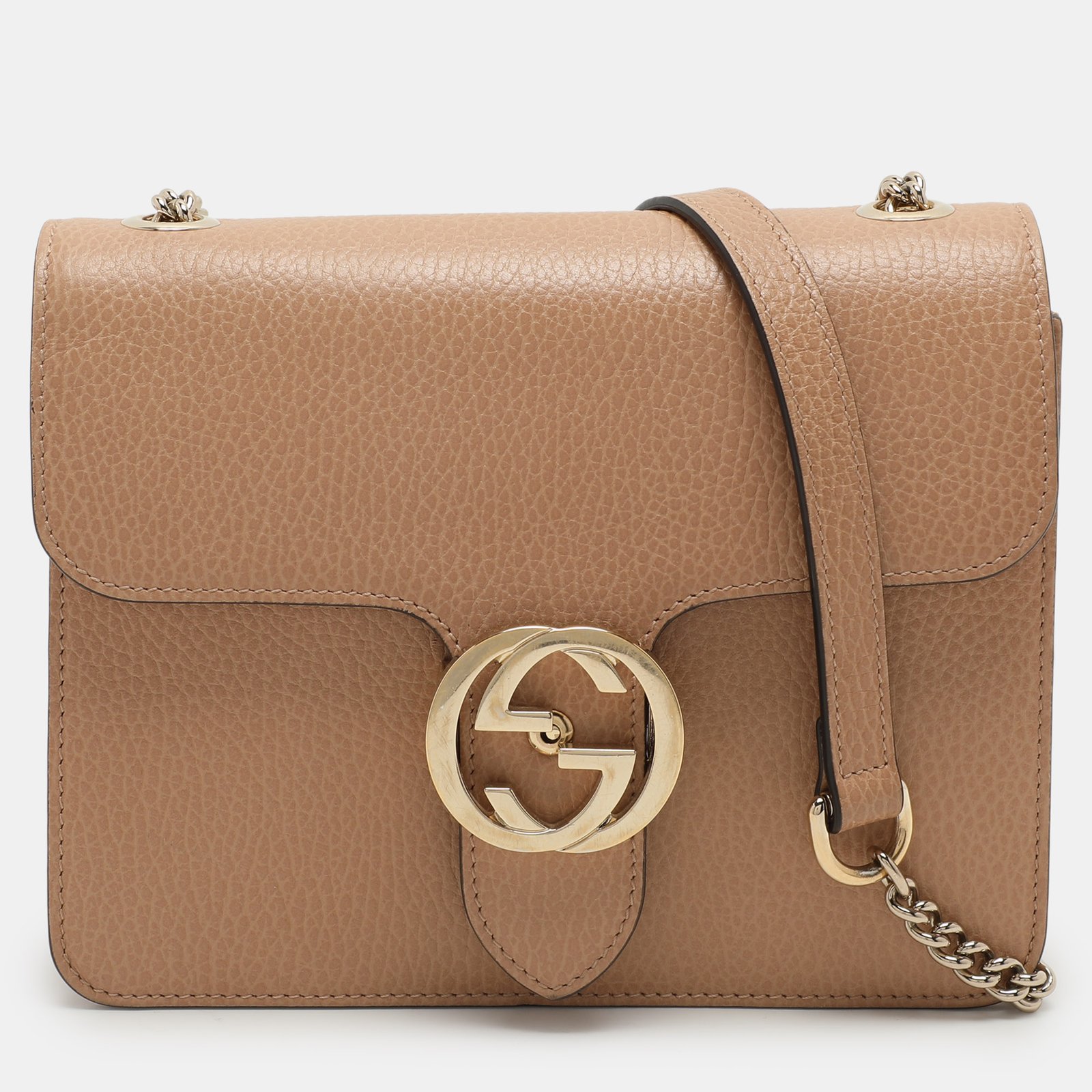 Gucci Brown Leather Interlocking G Crossbody Bag