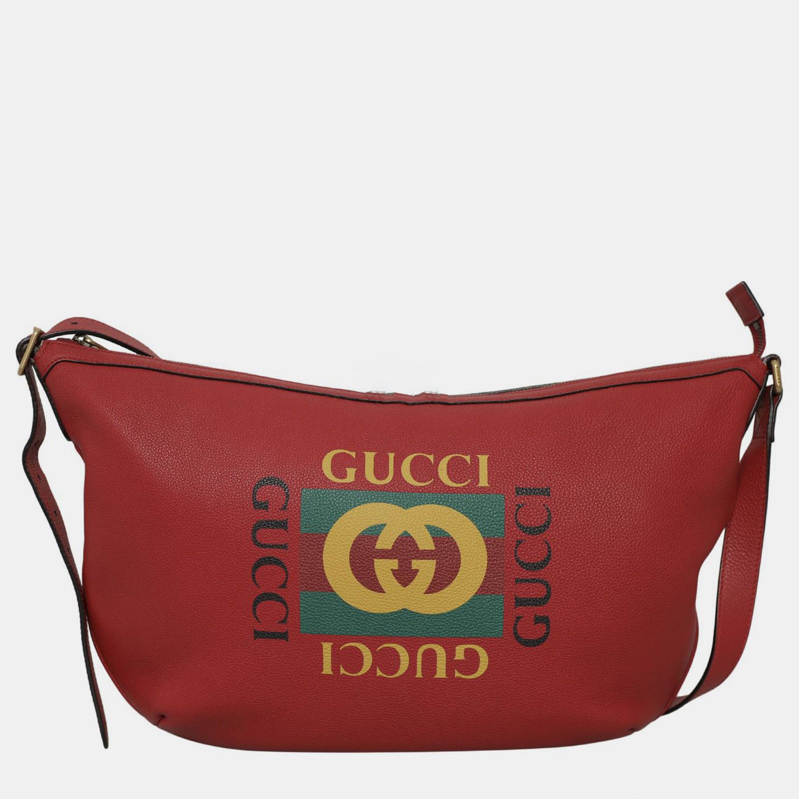 Gucci Leather Half Moon Logo Shoulder Bag