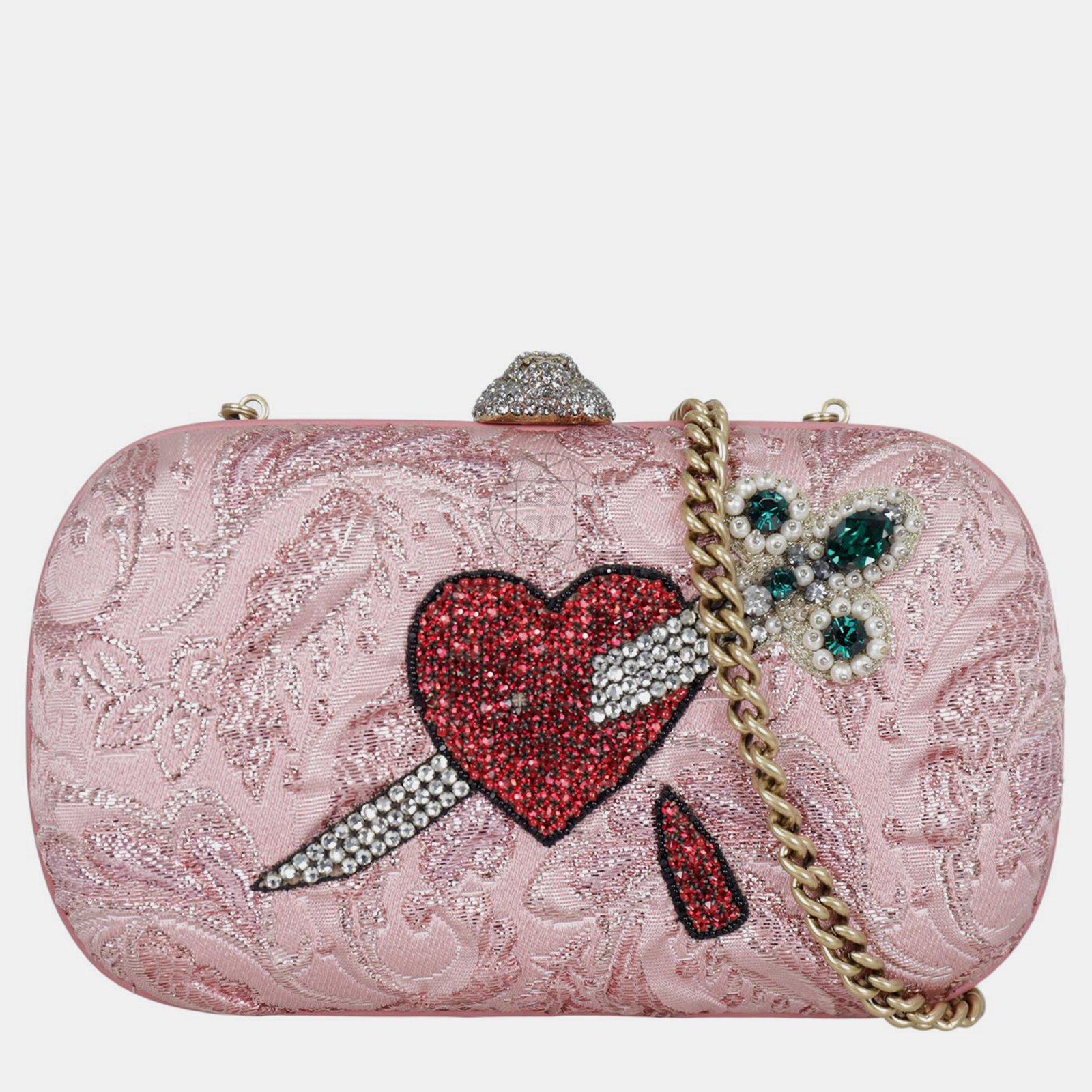 Gucci Embellished Brocade Jacquard  Animalier Broadway Box Clutch