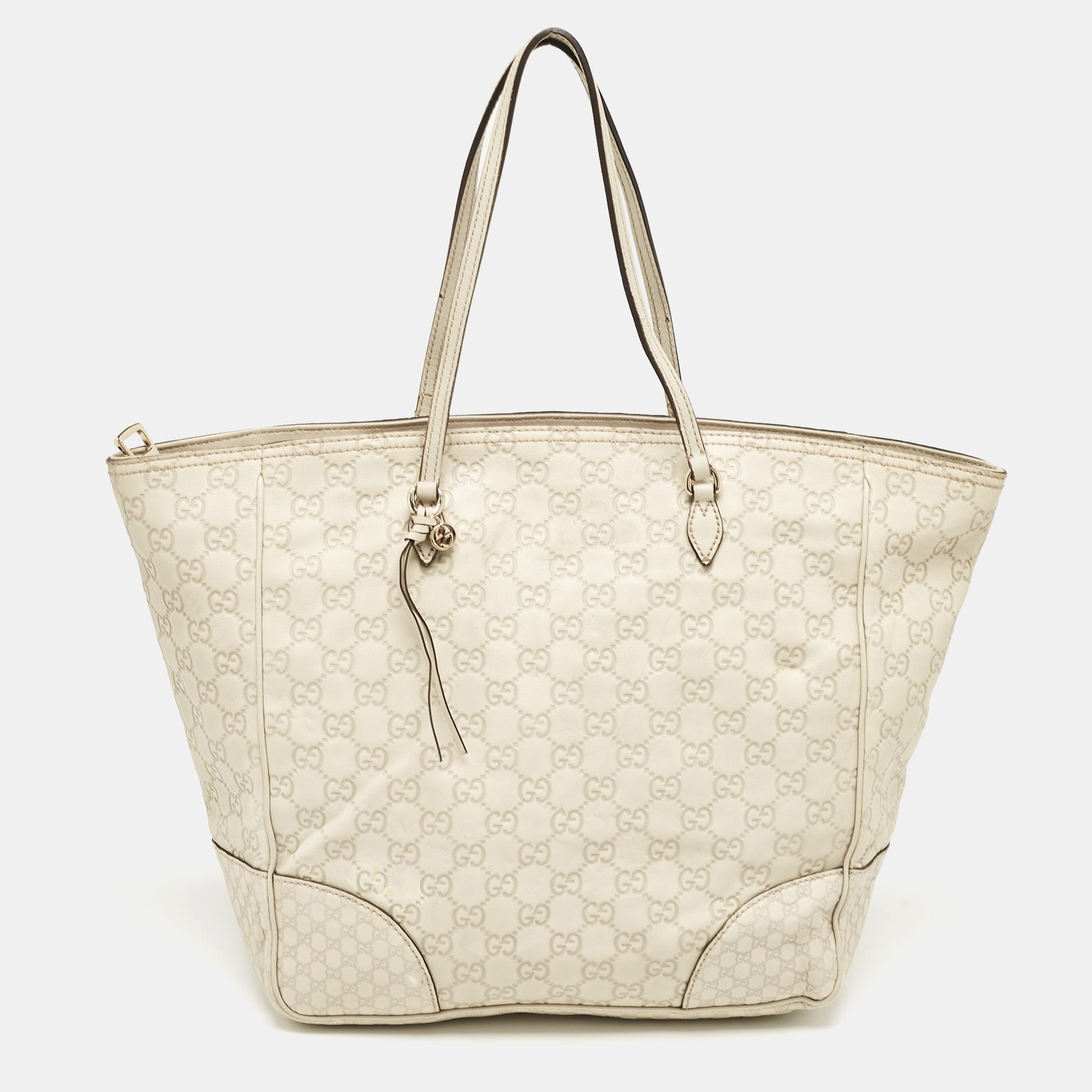 Gucci Off White Microguccissima Leather Bree Tote