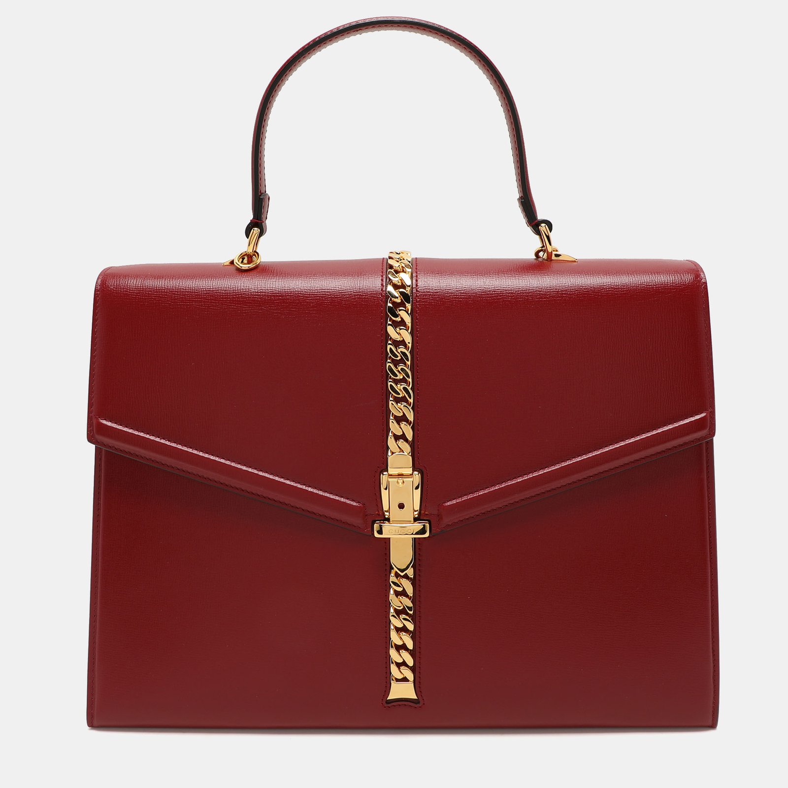 Gucci Red Leather Sylvie 1969 Top Handle Bag