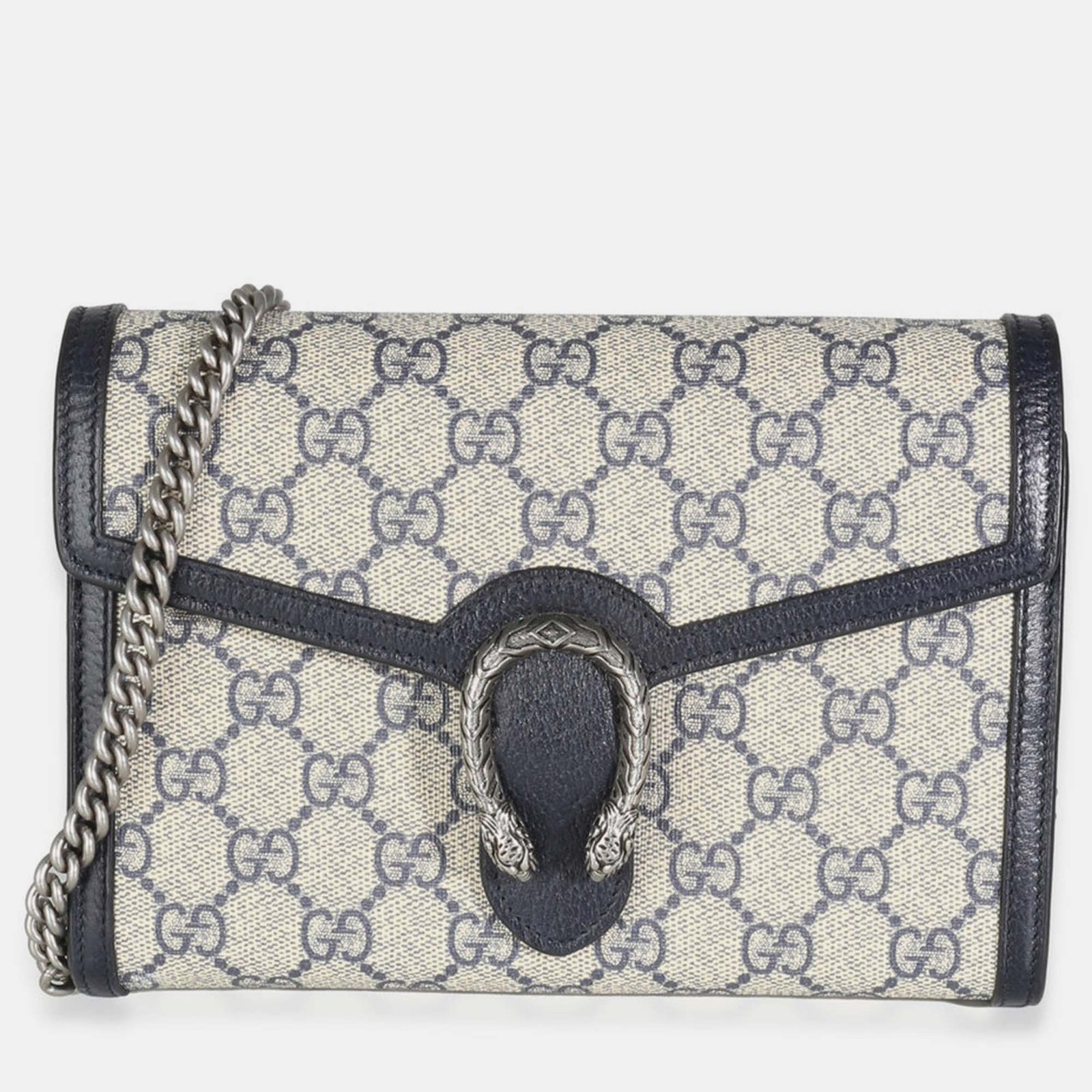 Gucci Navy GG Supreme Canvas Mini Dionysus Chain Wallet