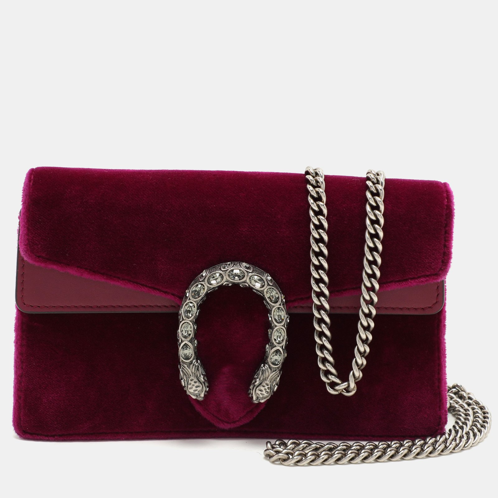 Gucci Purple Velvet and Leather Super Mini Dionysus Crossbody Bag
