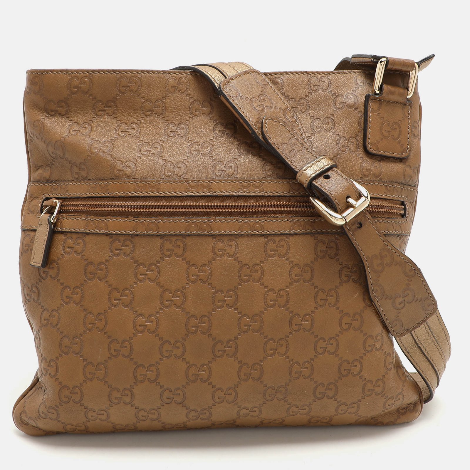 Gucci Beige Guccissima Leather Messenger Bag