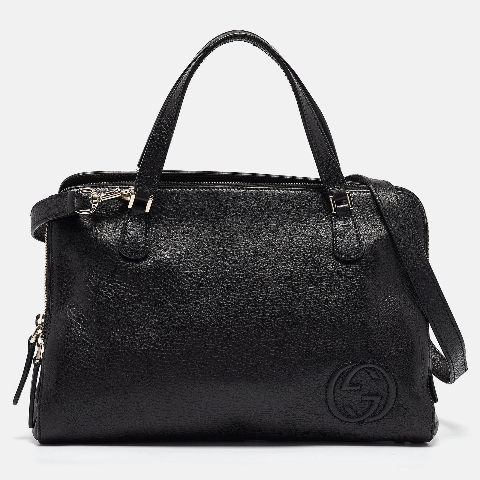 Gucci Black Leather Label Tote