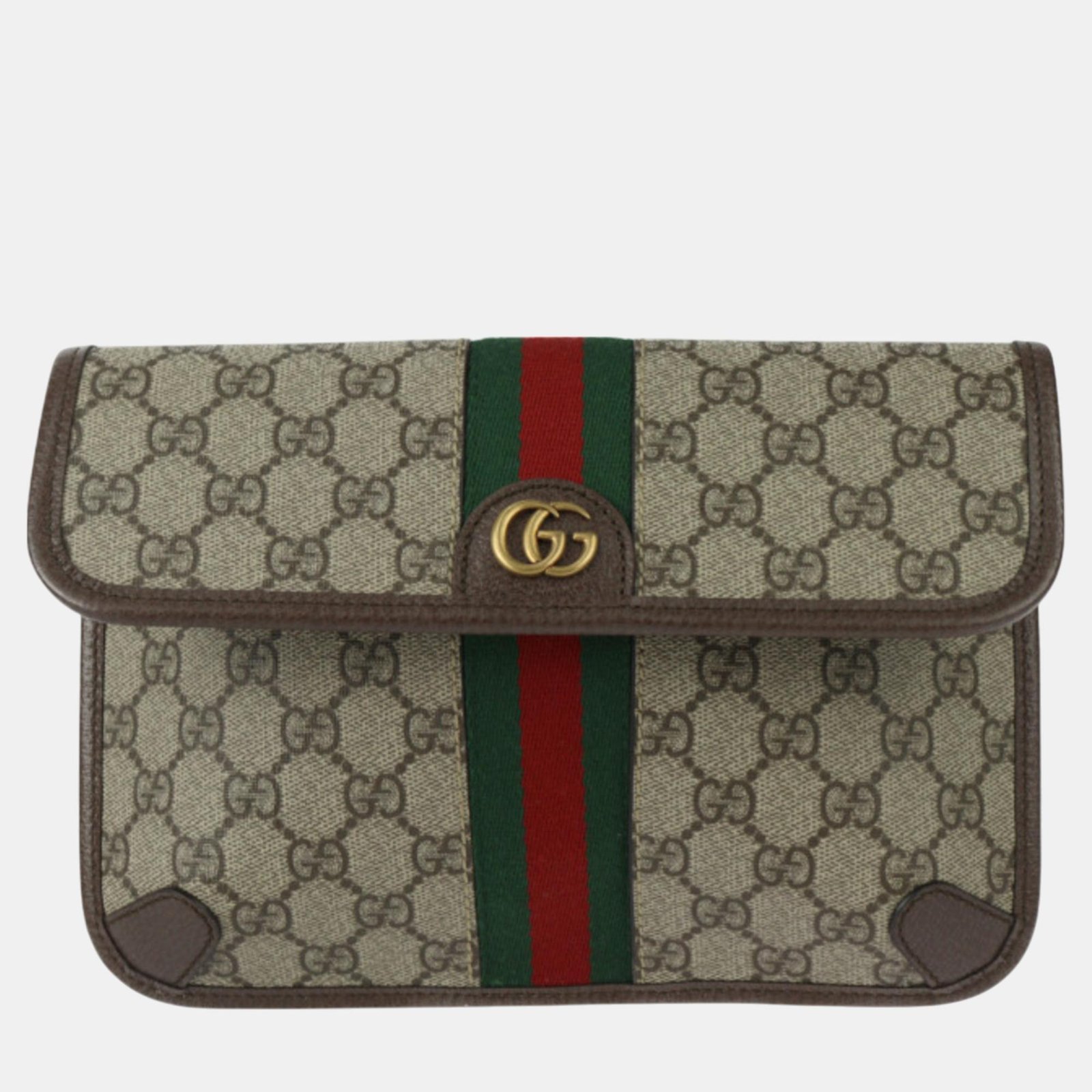 Gucci Supreme Canvas Leather Beige Ebony GG Ophidia Small Belt Bag