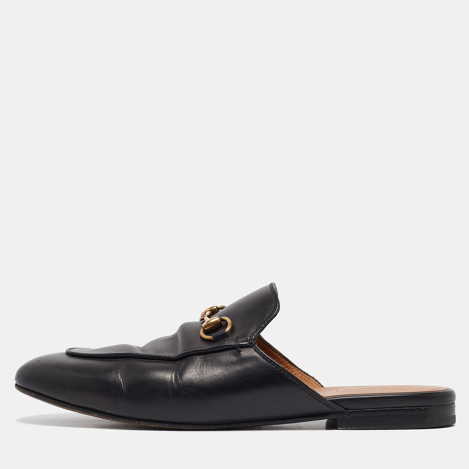 Gucci Black Leather Princetown Flat Mules Size 37.5