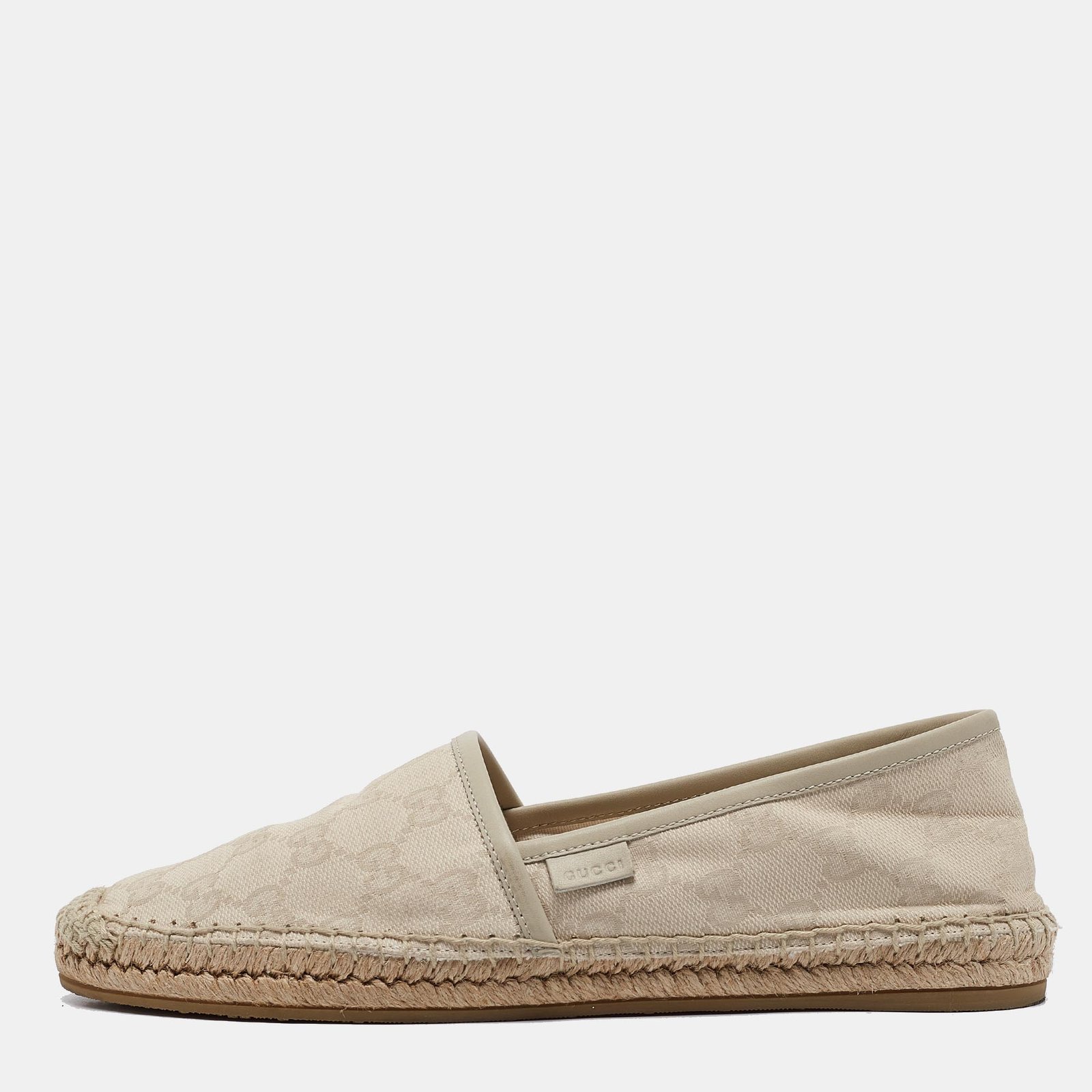 Gucci Grey/White GG Canvas Espadrille Flats Size 38.5