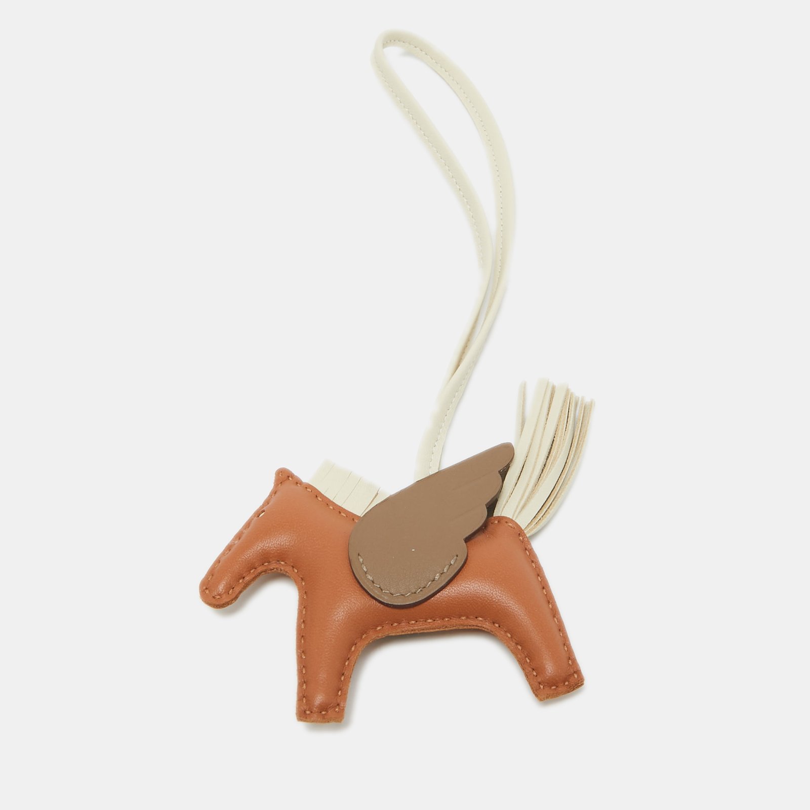 Hermes God/Etoupe/Craie Milo Leather GriGri Rodeo Pegase Bag Charm PM