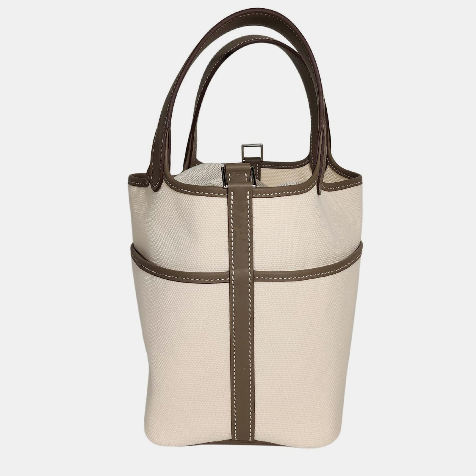 Hermes Cargo Ecru Toile Etoupe Swift Picotin 18 bag PHW