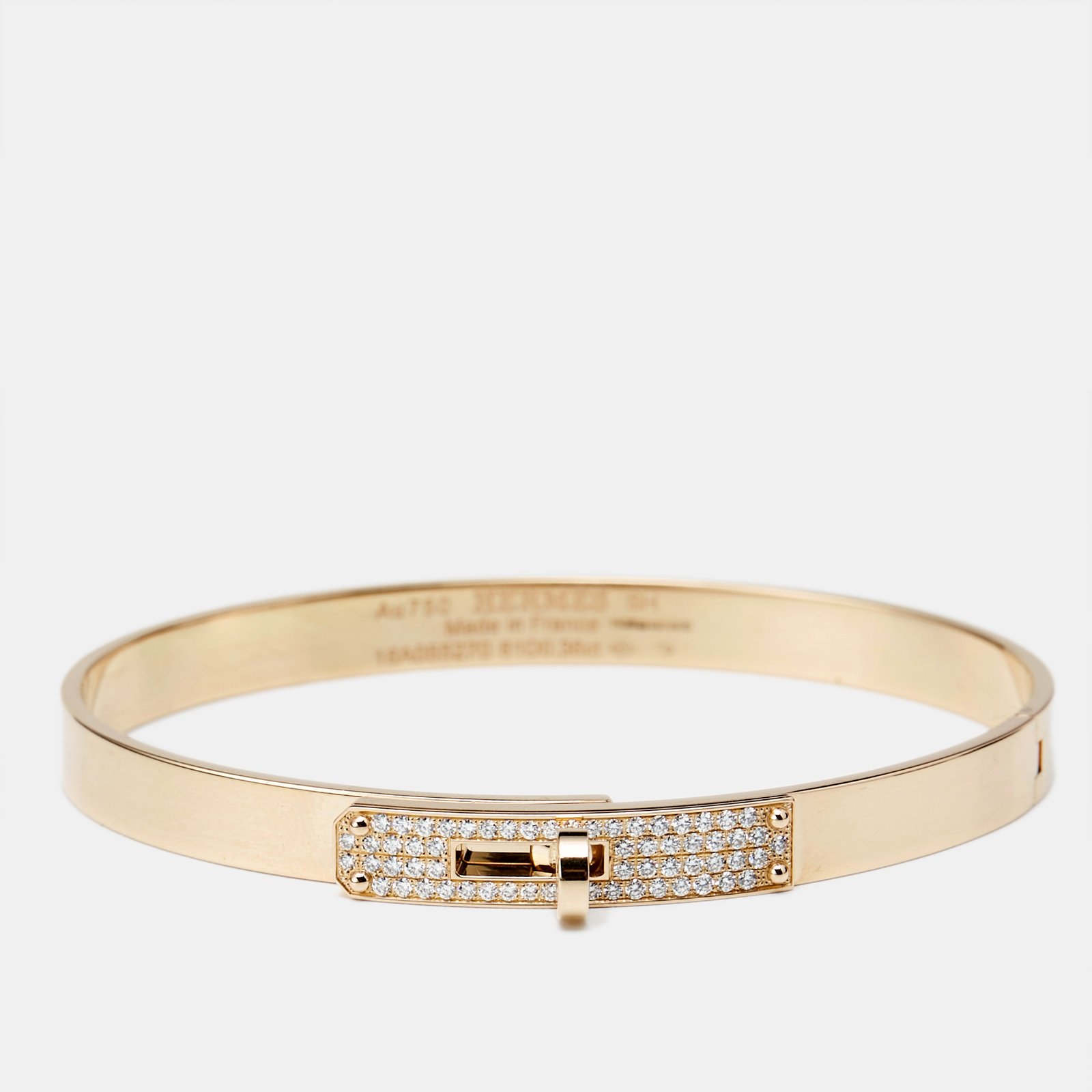 Hermes Kelly Small Model Diamond 18K Rose Gold Bracelet SH