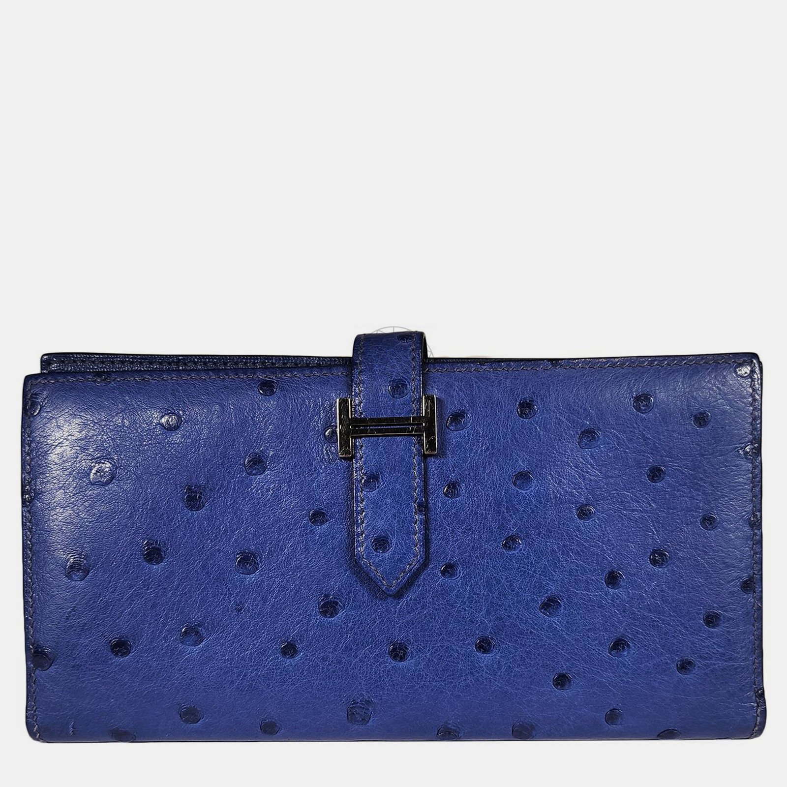 Hermes Blue Ostrich Bearn Wallet