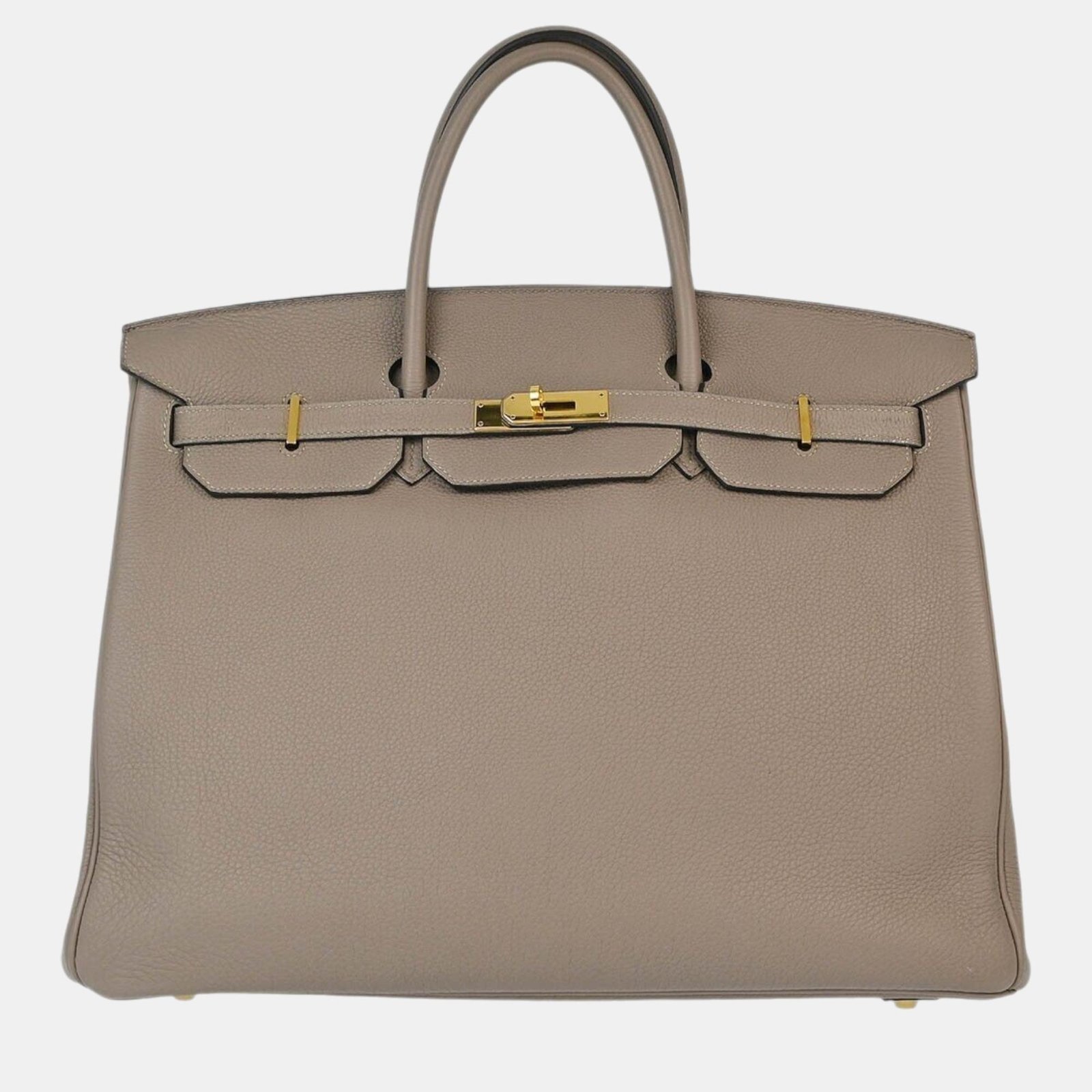 Hermes Tourterelle Gray Taurillon Clemence Birkin 40 Handbag