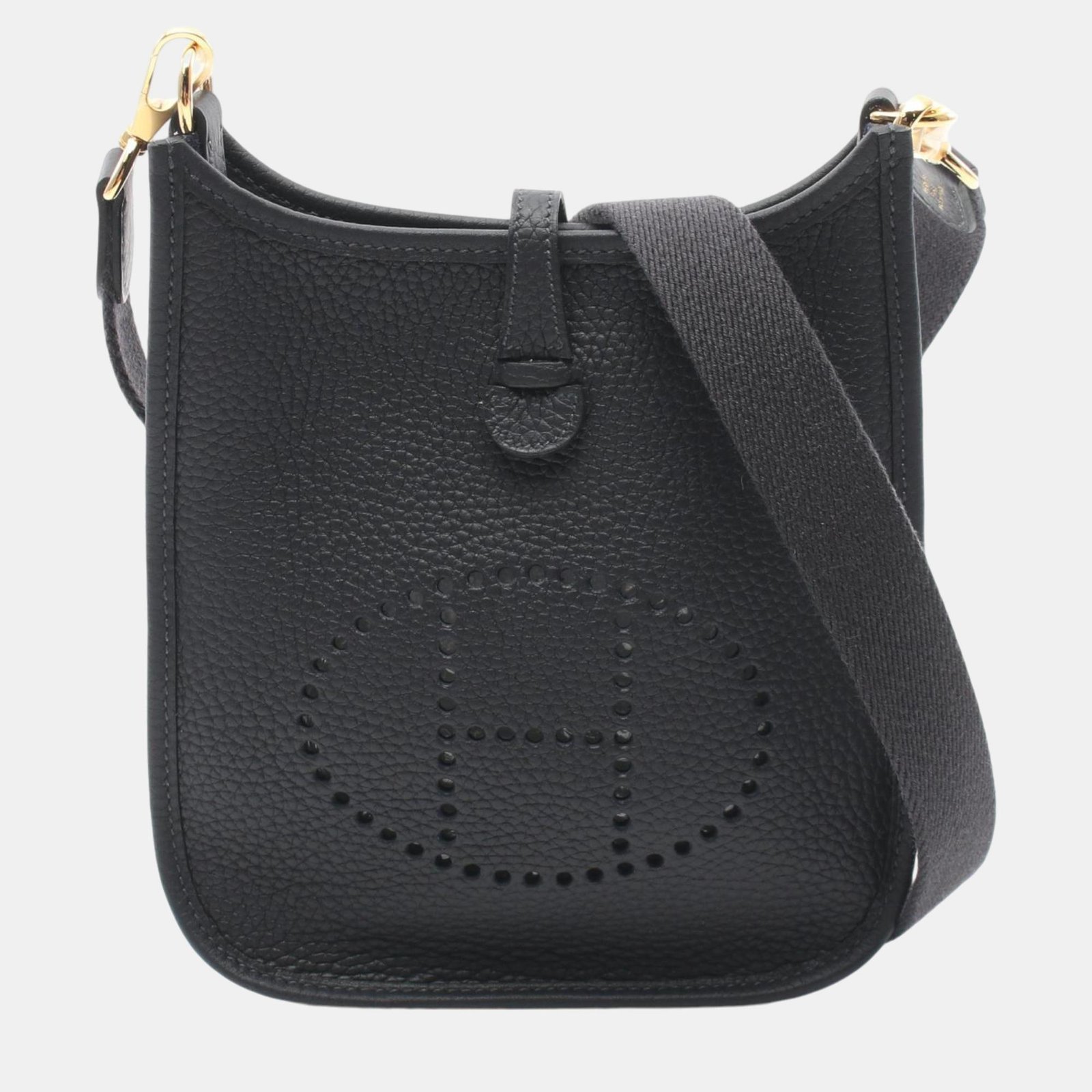 Hermes Evelyne TPM Caban Shoulder Bag Black Leather
