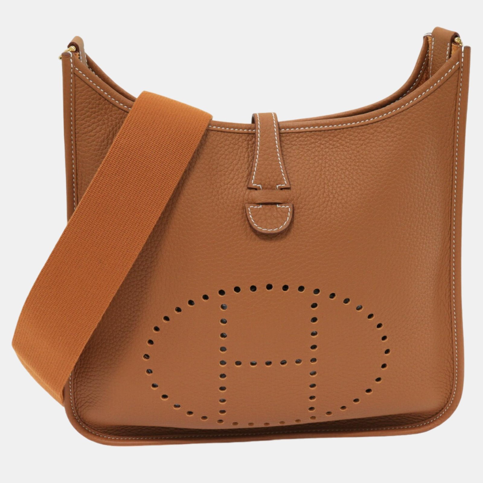Hermes Evelyne 3PM Clemence Gold Shoulder Bag Gold Leather