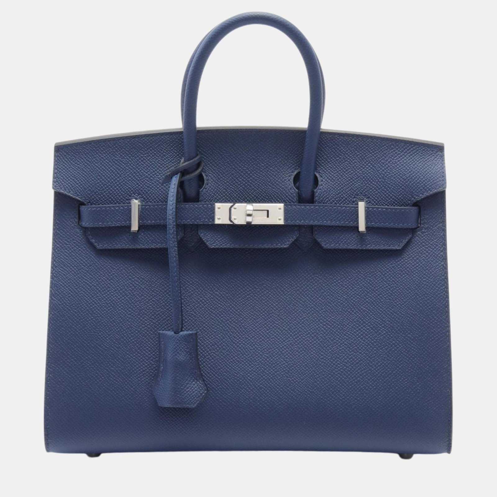 Hermes Birkin Sellier 25 Handbag Blue Leather