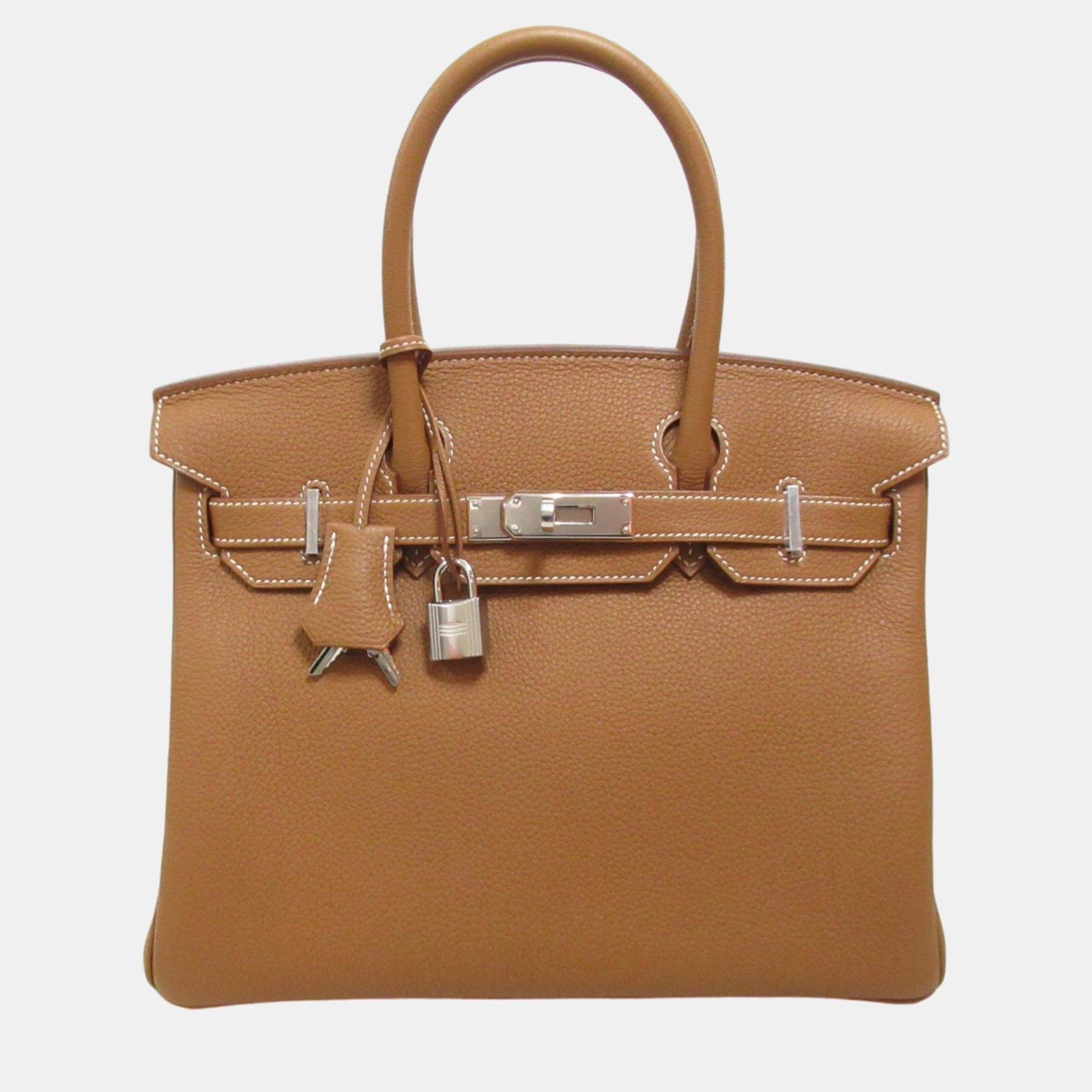 Hermes Birkin 30 Togo Leather Handbag Gold Leather