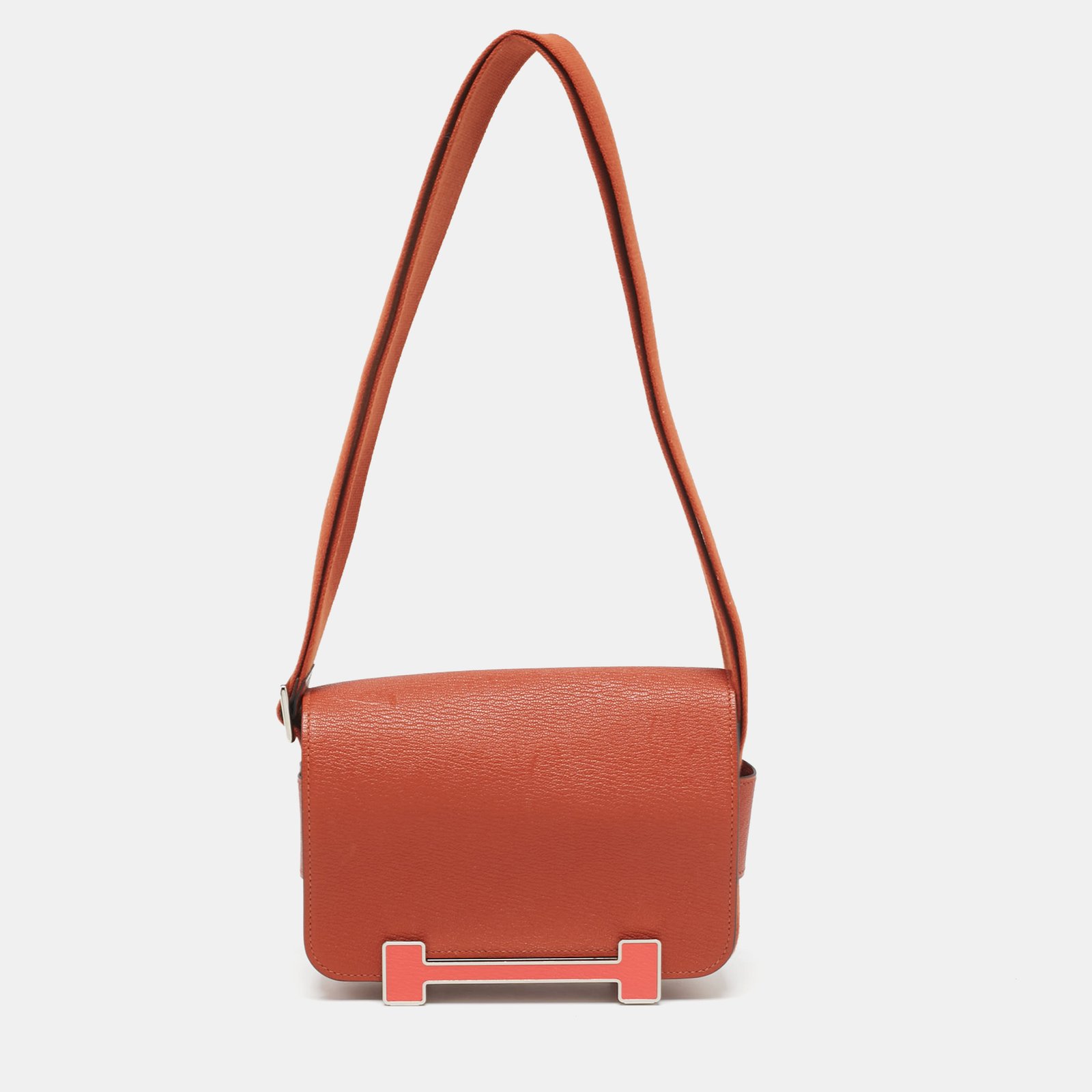 Hermes Cuivre/Rose Texas Chevre Mysore Leather Palladium Finish Geta Bag