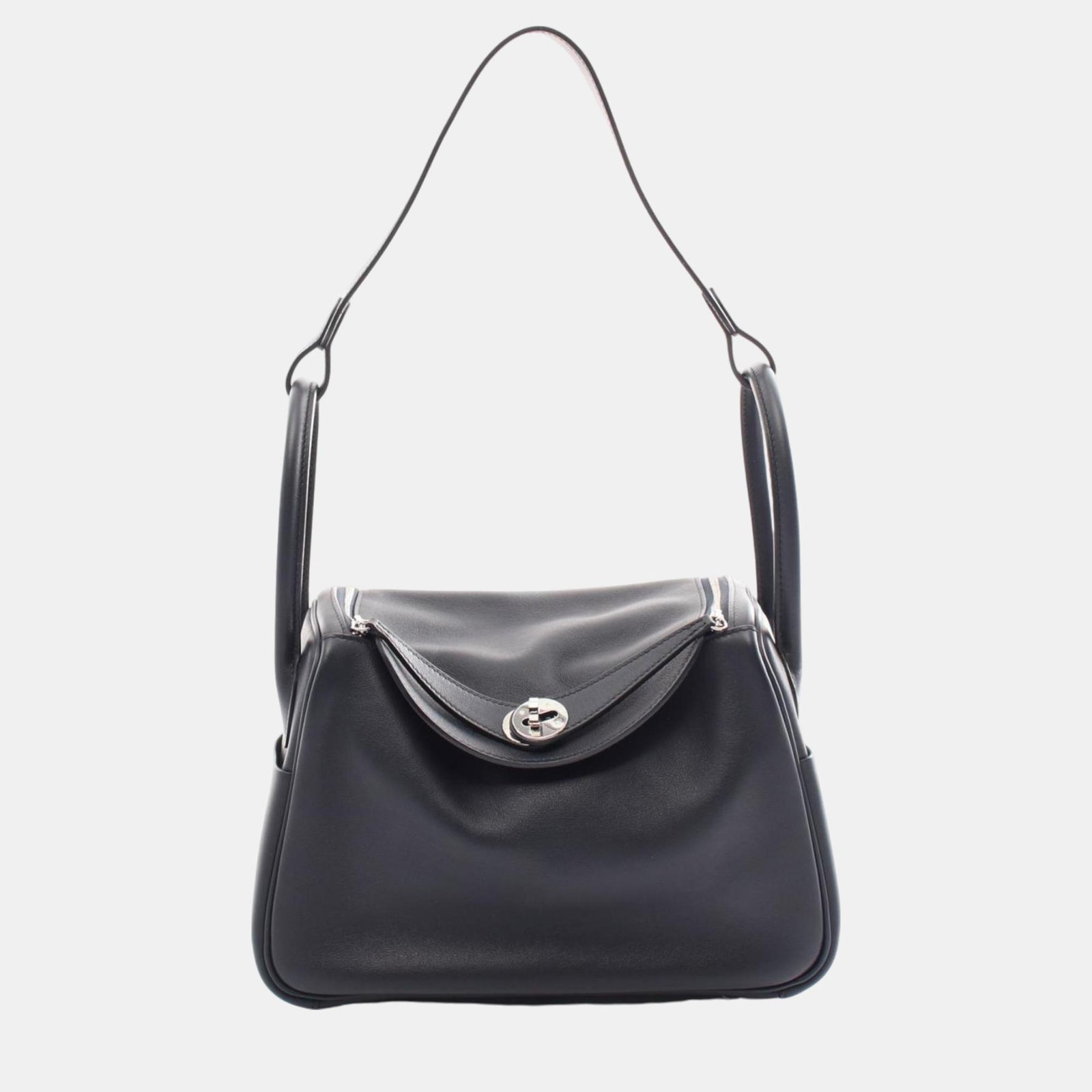 Hermes Navy Pink Swift Leather Lindy 26 Verso Shoulder Bag