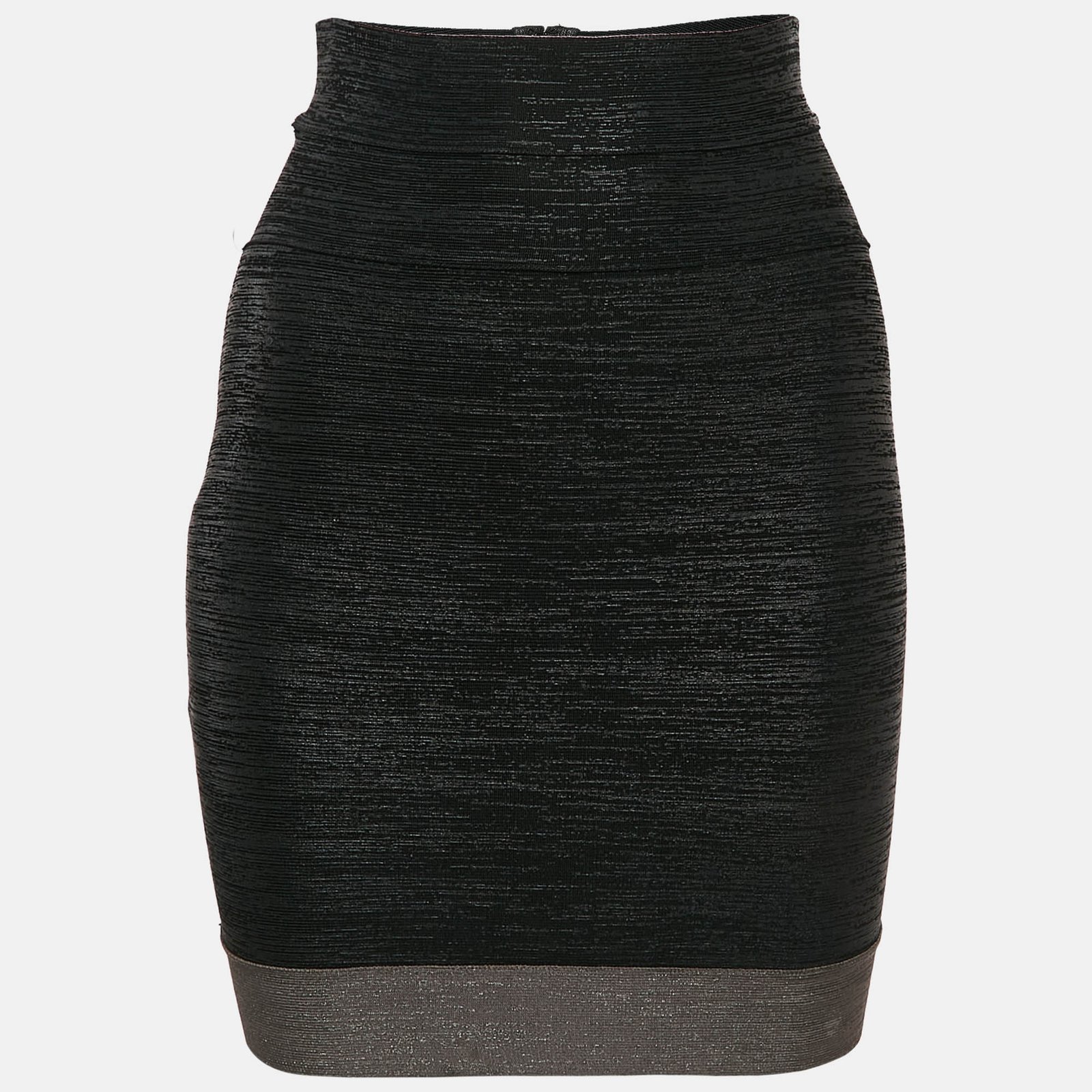 Herve Leger Black Coated Bandage Knit Mini Skirt XS