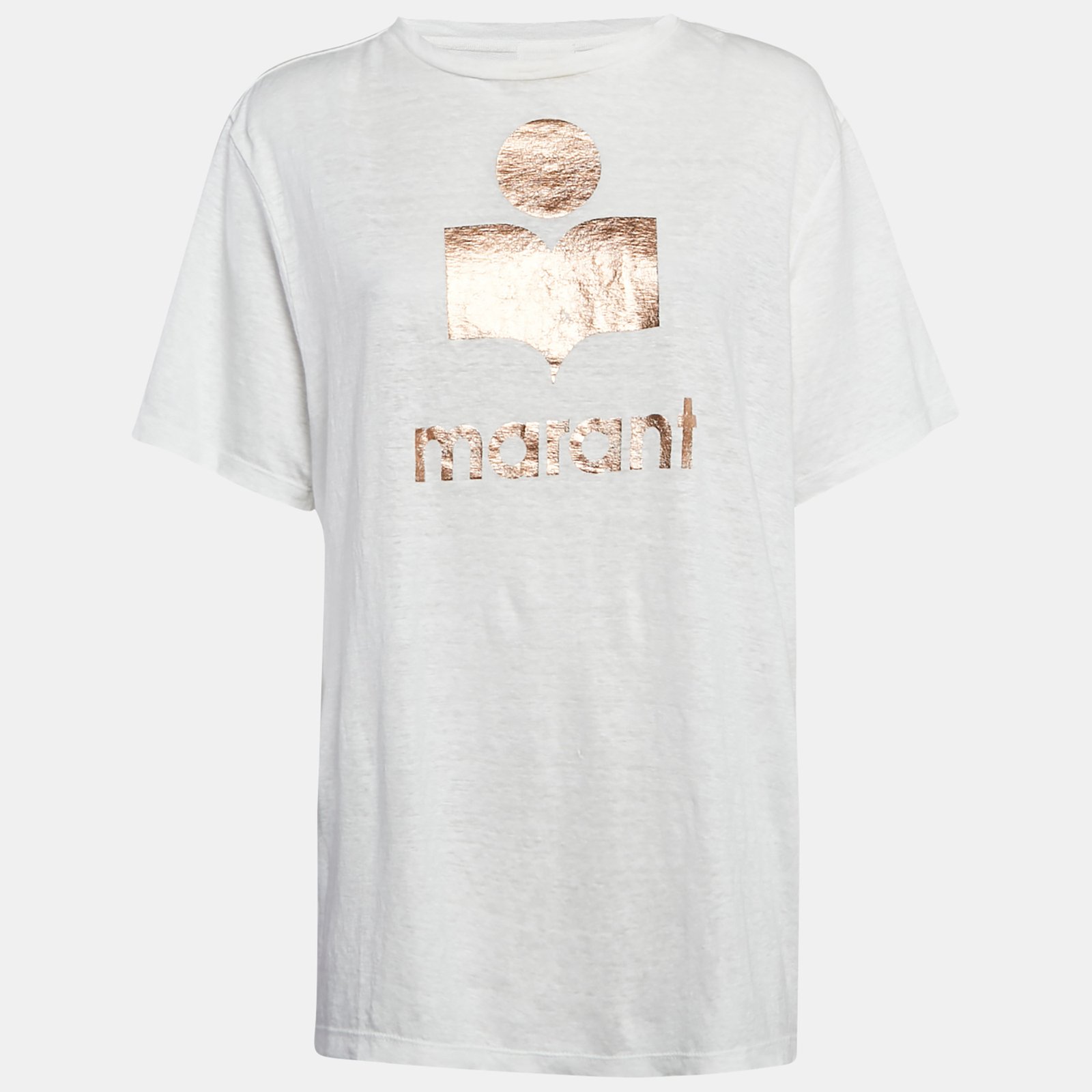 Marant Etoile White Zewel Print Linen Jersey T-Shirt M