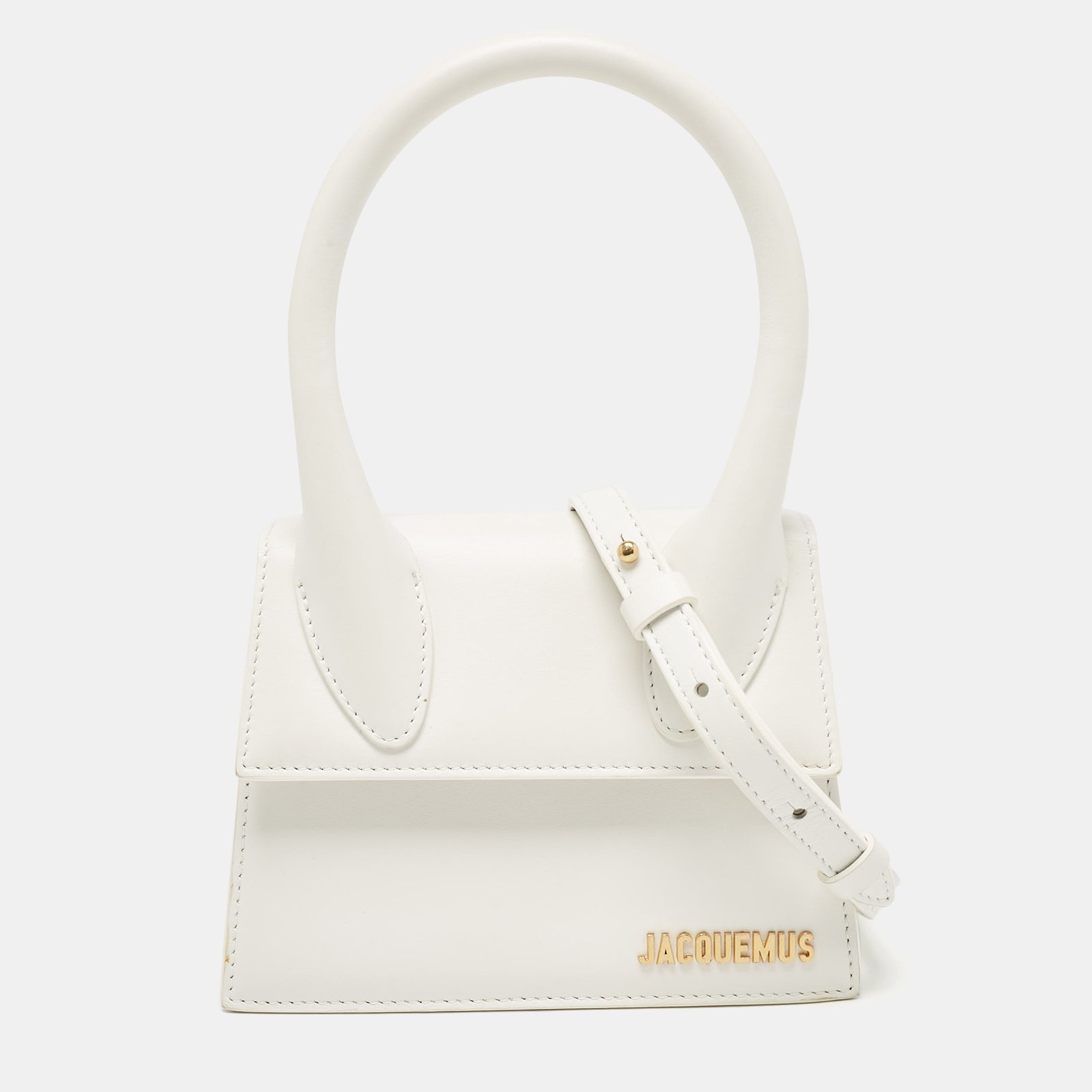 Jacquemus White Leather Leather Le Chiquito Moyen Top Handle Bag