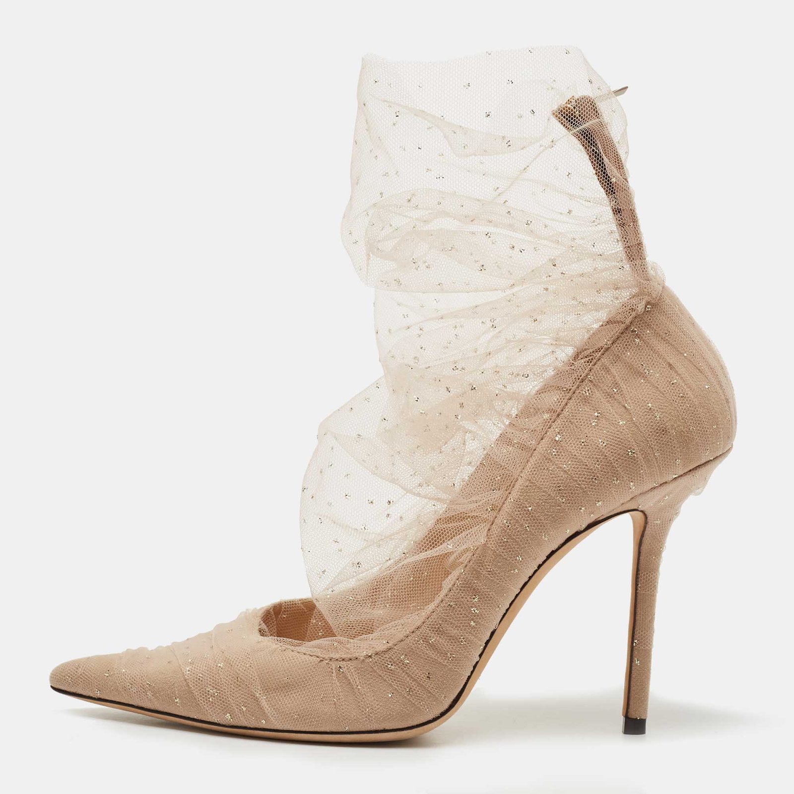 Jimmy Choo Beige Lace and Suede Lavish Pumps Size 39
