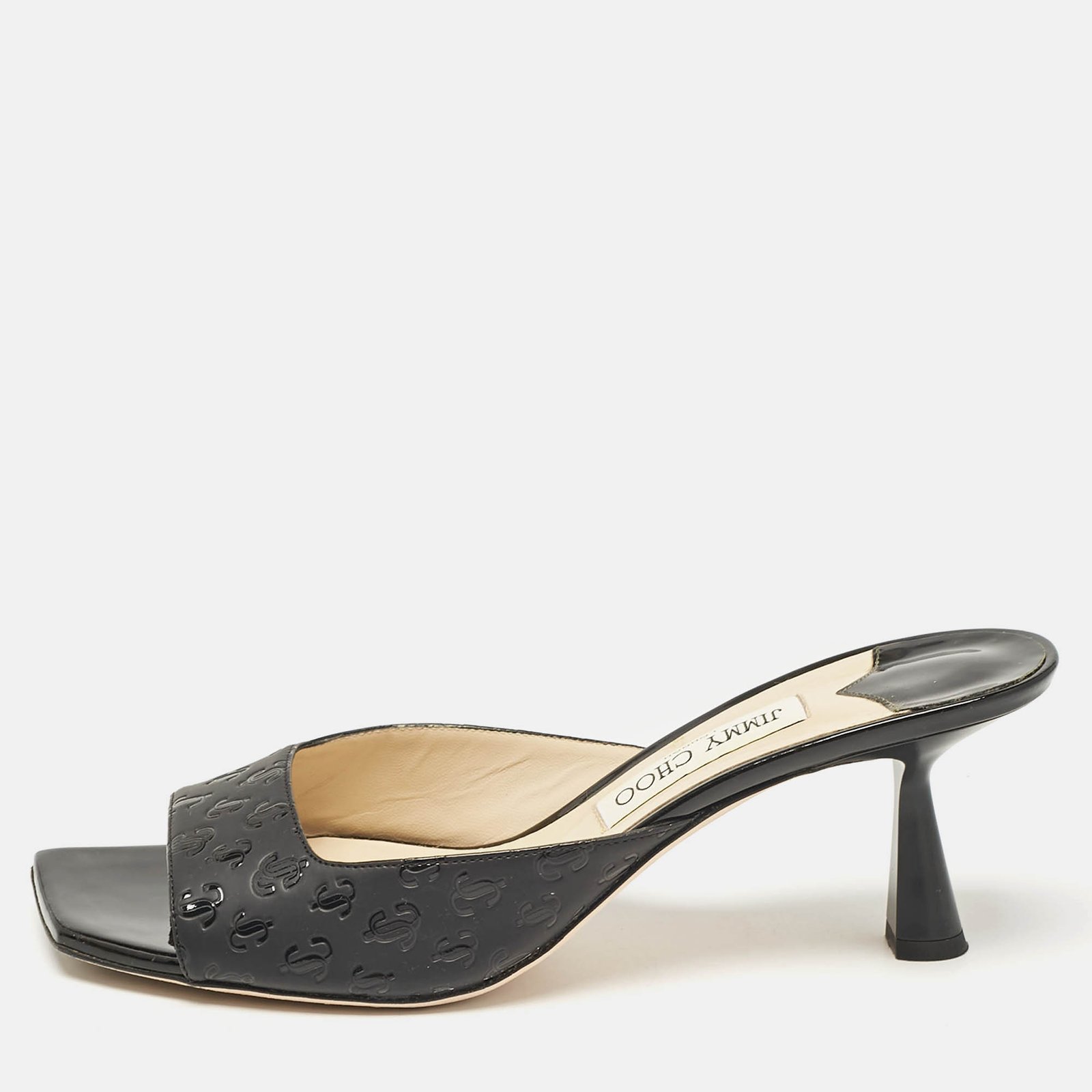 Jimmy Choo Black Leather Zania 65 Slide Sandals Size 41