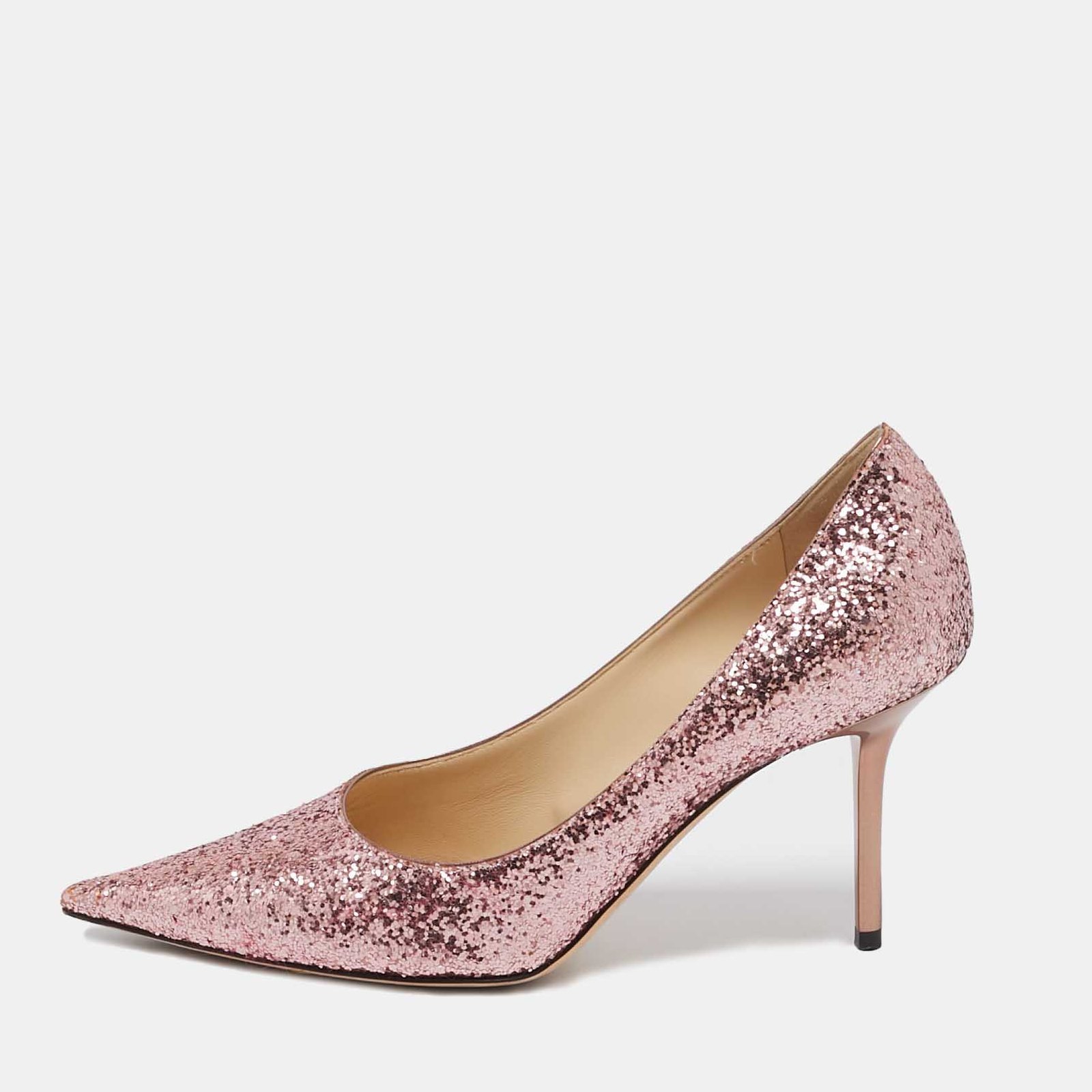 Jimmy Choo Pink Glitter Love Pumps Size 38