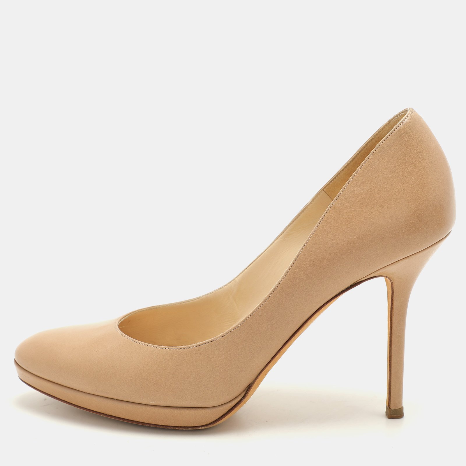 Jimmy Choo Beige Leather Platform Pumps Size 39